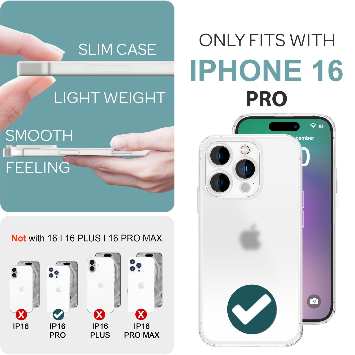 NALIA Extrem Dünne Schutzhülle für iPhone 16 Pro, 0,3mm Schlank Ultra Slim Hülle, Semi-Transparente Handyhülle Weiß NALIA SlimFit Hülle