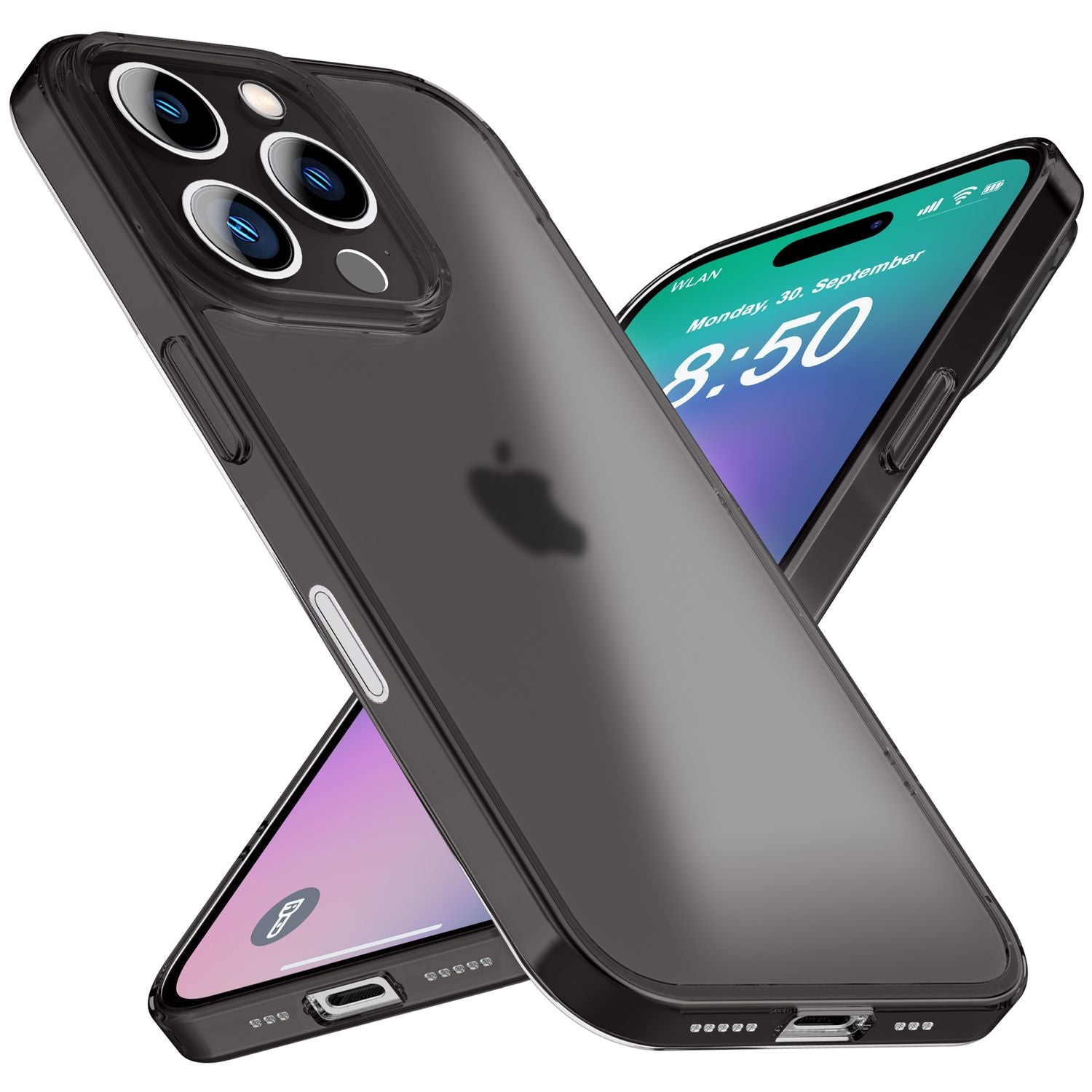 NALIA Extrem Dünne Schutzhülle für iPhone 16 Pro Max, 0,3mm Cover Ultra Slim Hülle, Semi-Transparente Handyhülle Schwarz NALIA SlimFit Hülle