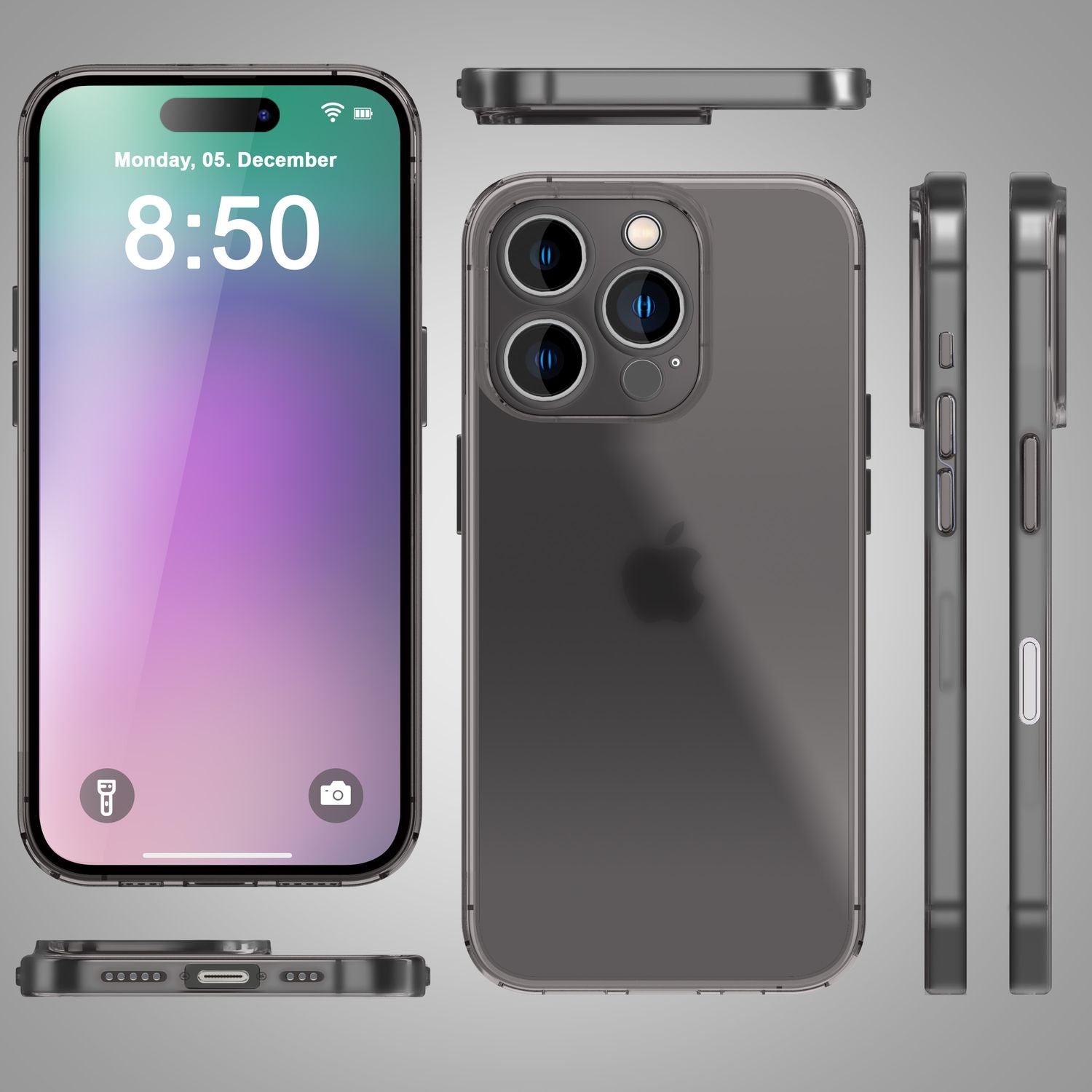 NALIA Extrem Dünne Schutzhülle für iPhone 16 Pro Max, 0,3mm Cover Ultra Slim Hülle, Semi-Transparente Handyhülle Schwarz NALIA SlimFit Hülle