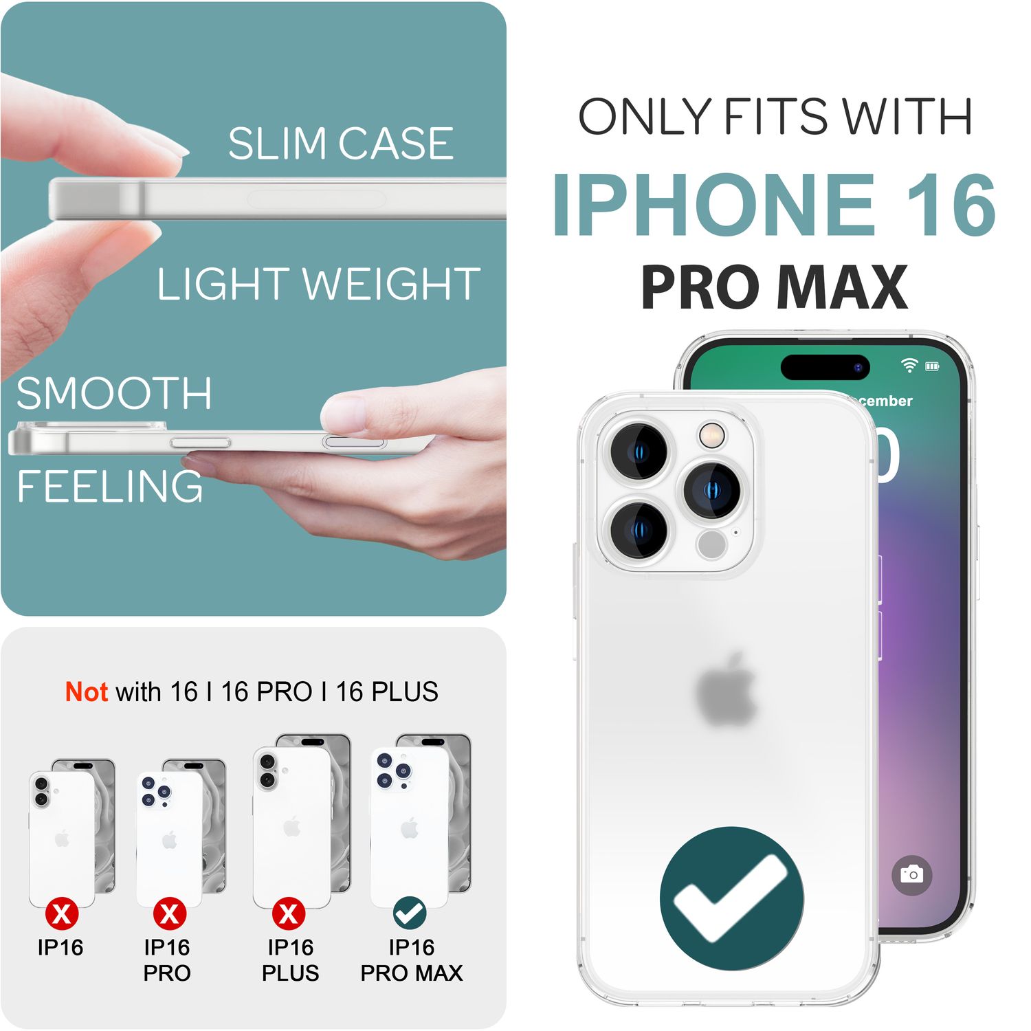 NALIA Extrem Dünne Schutzhülle für iPhone 16 Pro Max, 0,3mm Cover Ultra Slim Hülle, Semi-Transparente Handyhülle Weiß NALIA SlimFit Hülle