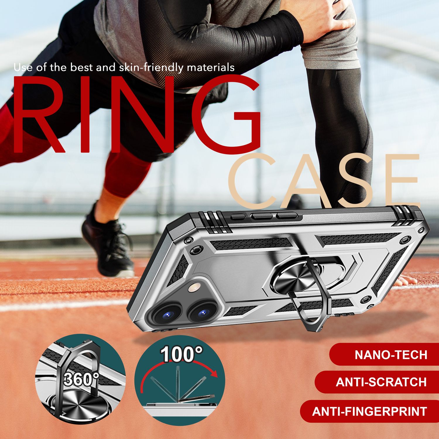 NALIA Military-Style Ringhülle für iPhone 16 Plus, Extrem Schutz Panzer Handyhülle, Hardcase Hülle mit 360° Ring Silber NALIA Outdoor Hülle