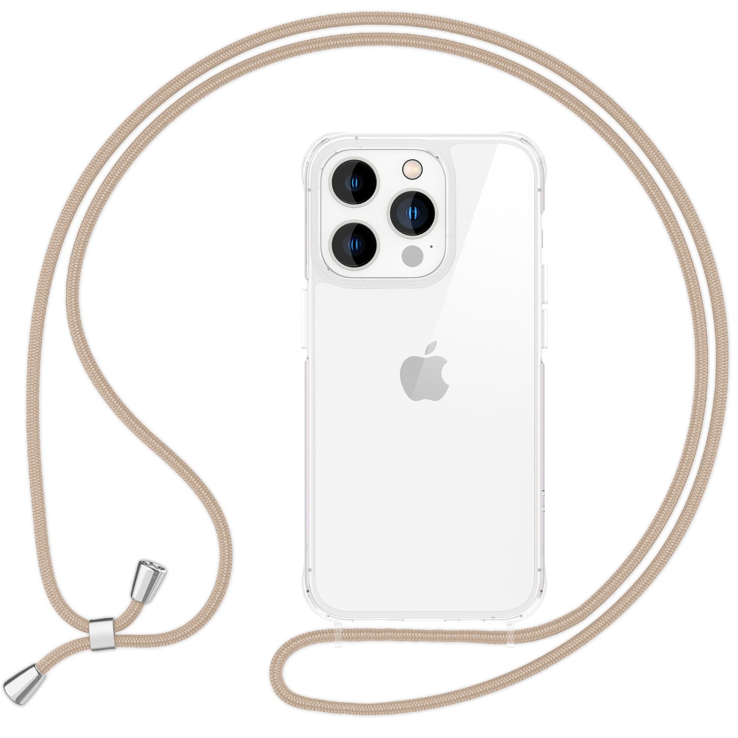 NALIA Klare Hülle mit Band zum Umhängen für iPhone 16 Pro Max, Transparente Harte Handyhülle mit Handykette