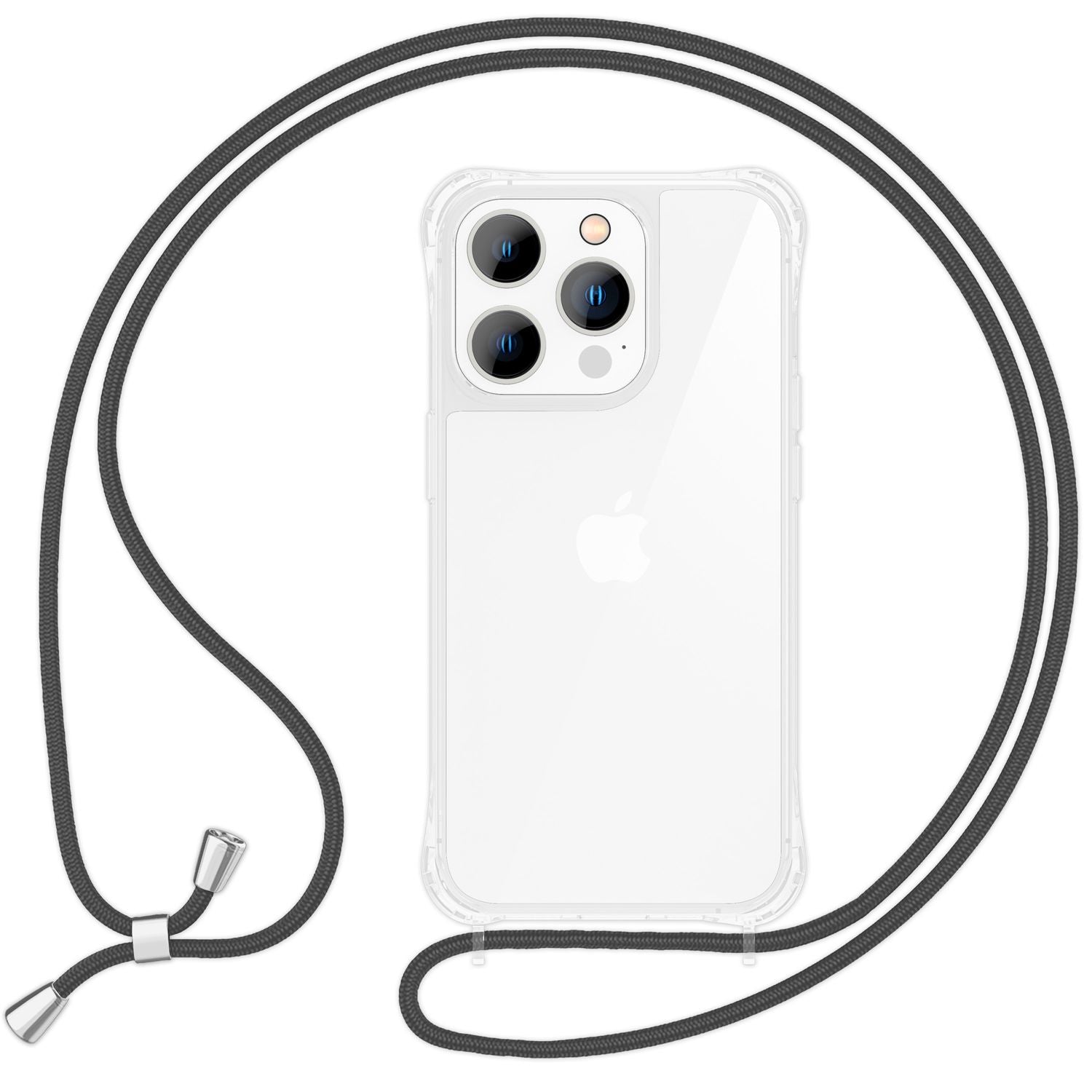 NALIA Klare Hülle mit Band zum Umhängen für iPhone 16 Pro Max, Transparente Harte Handyhülle mit Handykette