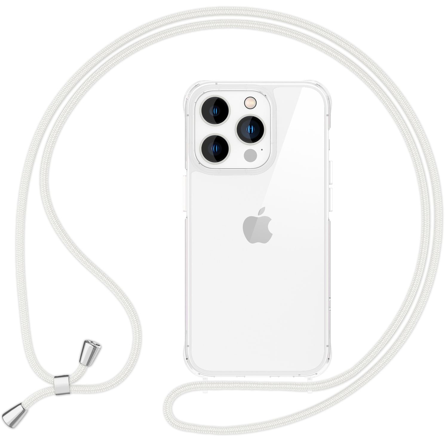 NALIA Klare Hülle mit Band zum Umhängen für iPhone 16 Pro Max, Transparente Harte Handyhülle mit Handykette