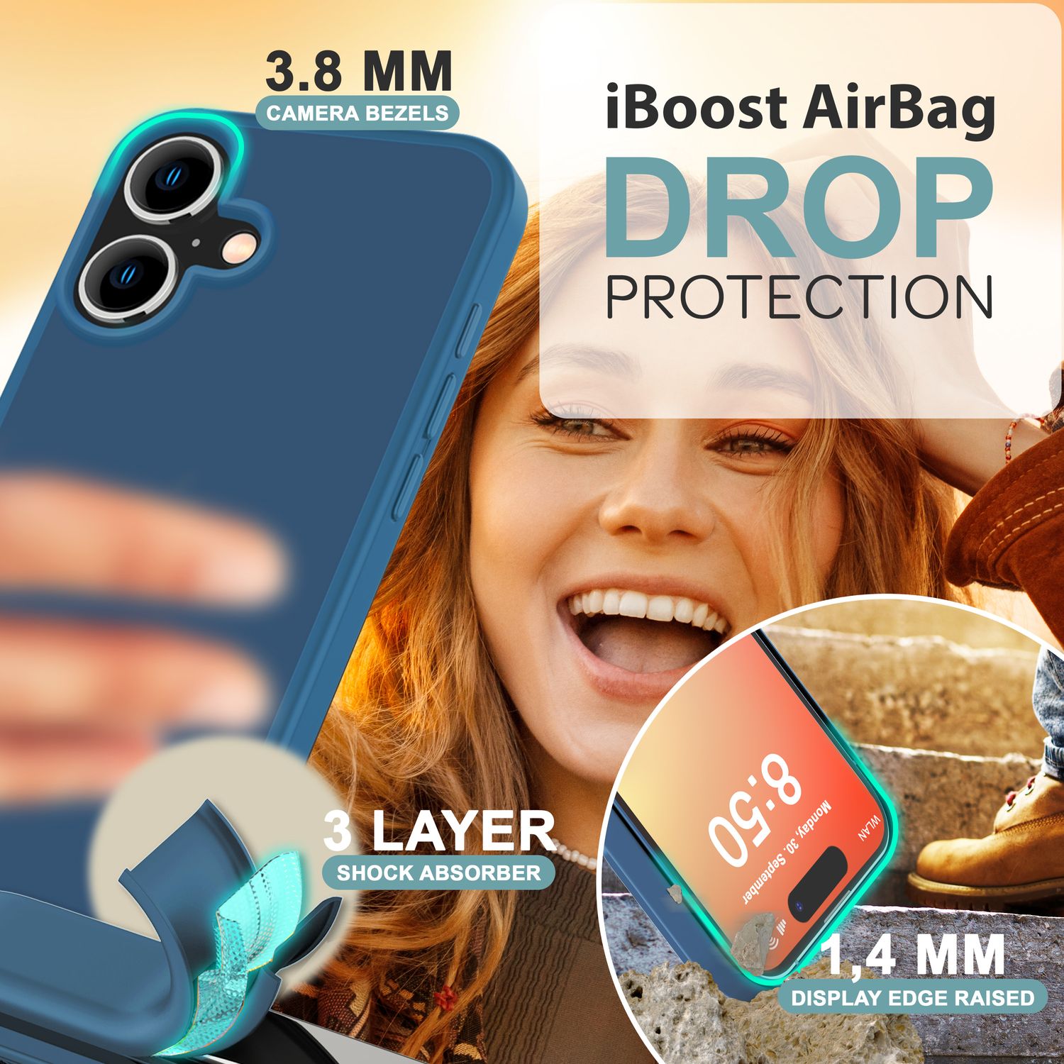 NALIA Matte Hybrid Hülle für iPhone 16, Anti-Fingerabdruck Acryl Rückseite & Silikon-Rand, Semi-Transparent