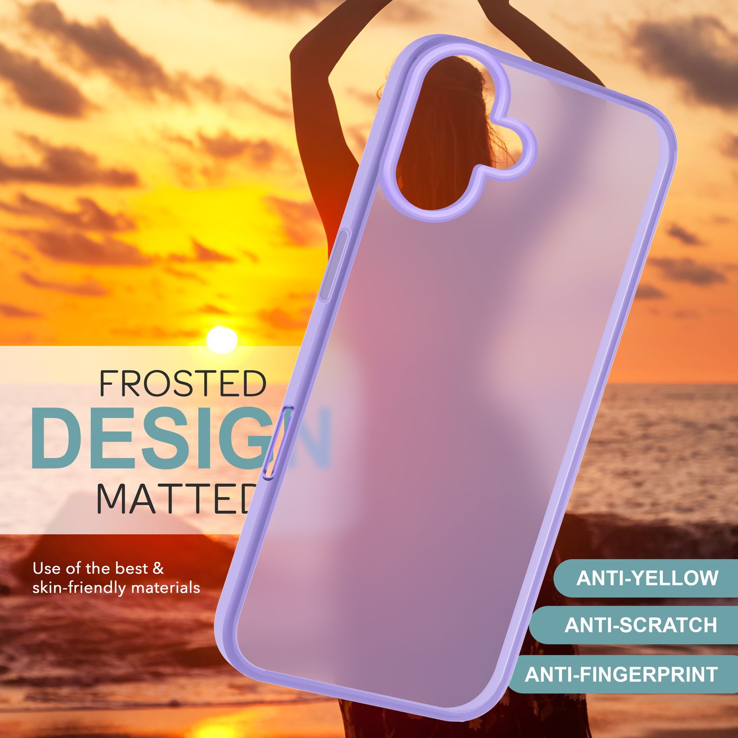 NALIA Matte Hybrid Hülle für iPhone 16, Anti-Fingerabdruck Acryl Rückseite & Silikon-Rand, Semi-Transparent