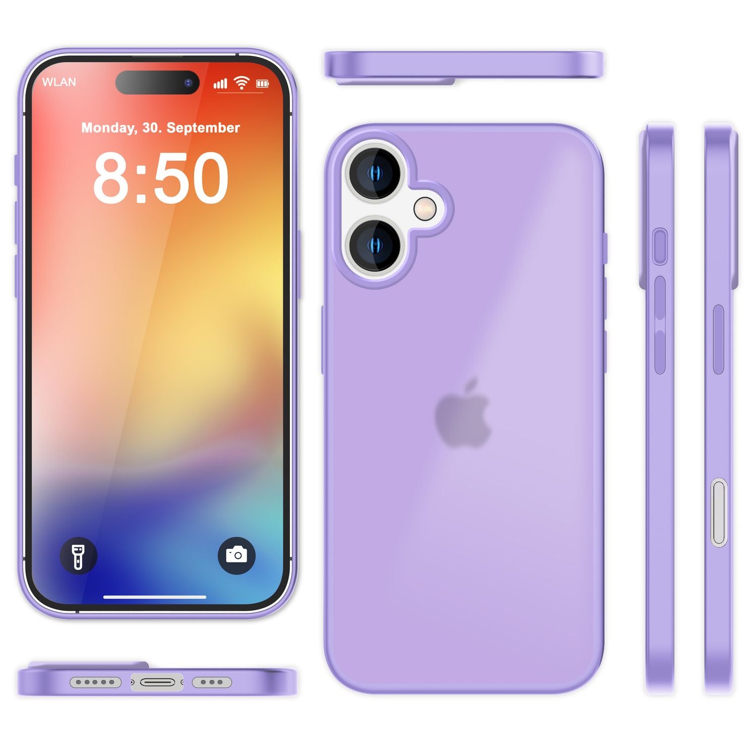 NALIA Matte Hybrid Hülle für iPhone 16, Anti-Fingerabdruck Acryl Rückseite & Silikon-Rand, Semi-Transparent