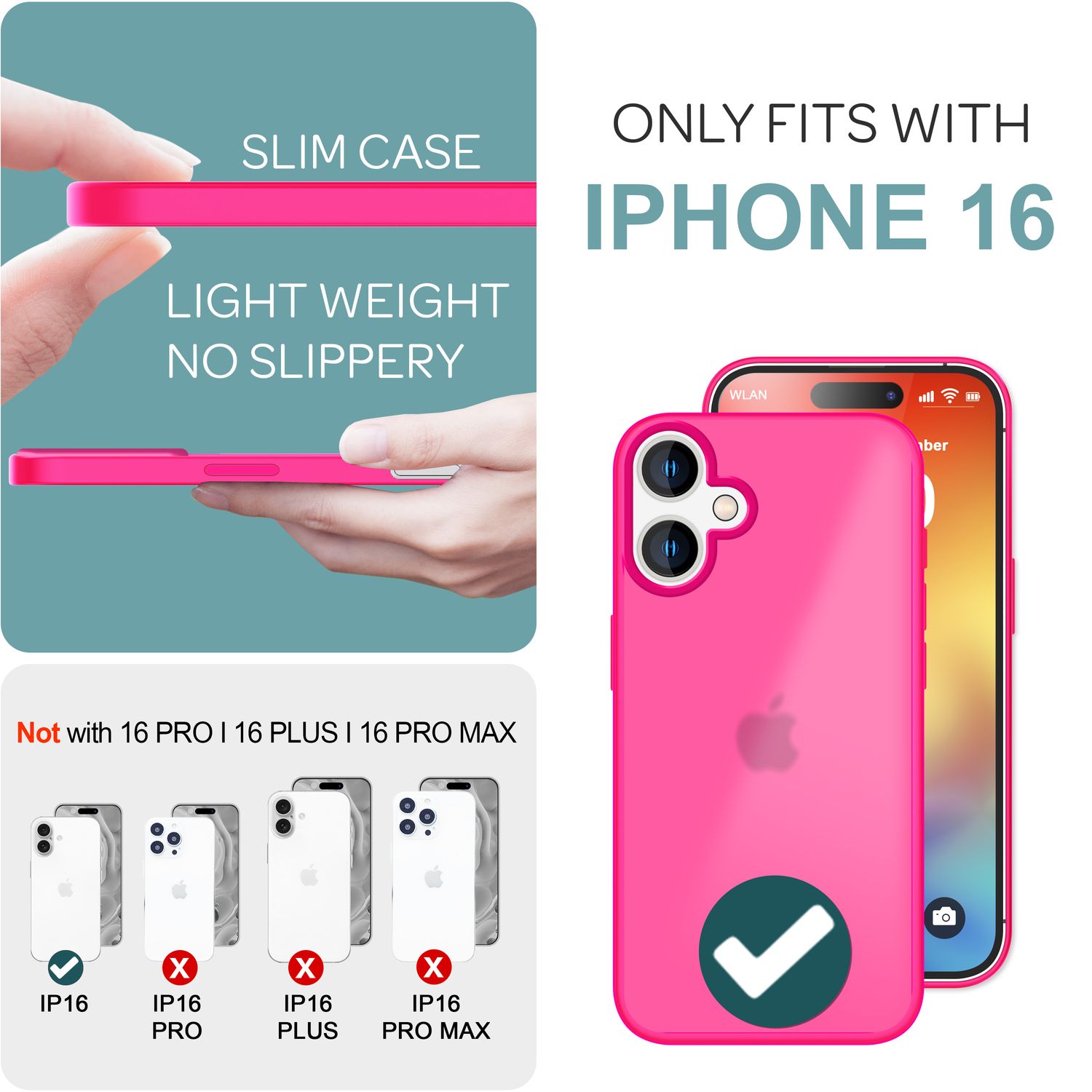 NALIA Matte Hybrid Hülle für iPhone 16, Anti-Fingerabdruck Acryl Rückseite & Silikon-Rand, Semi-Transparent