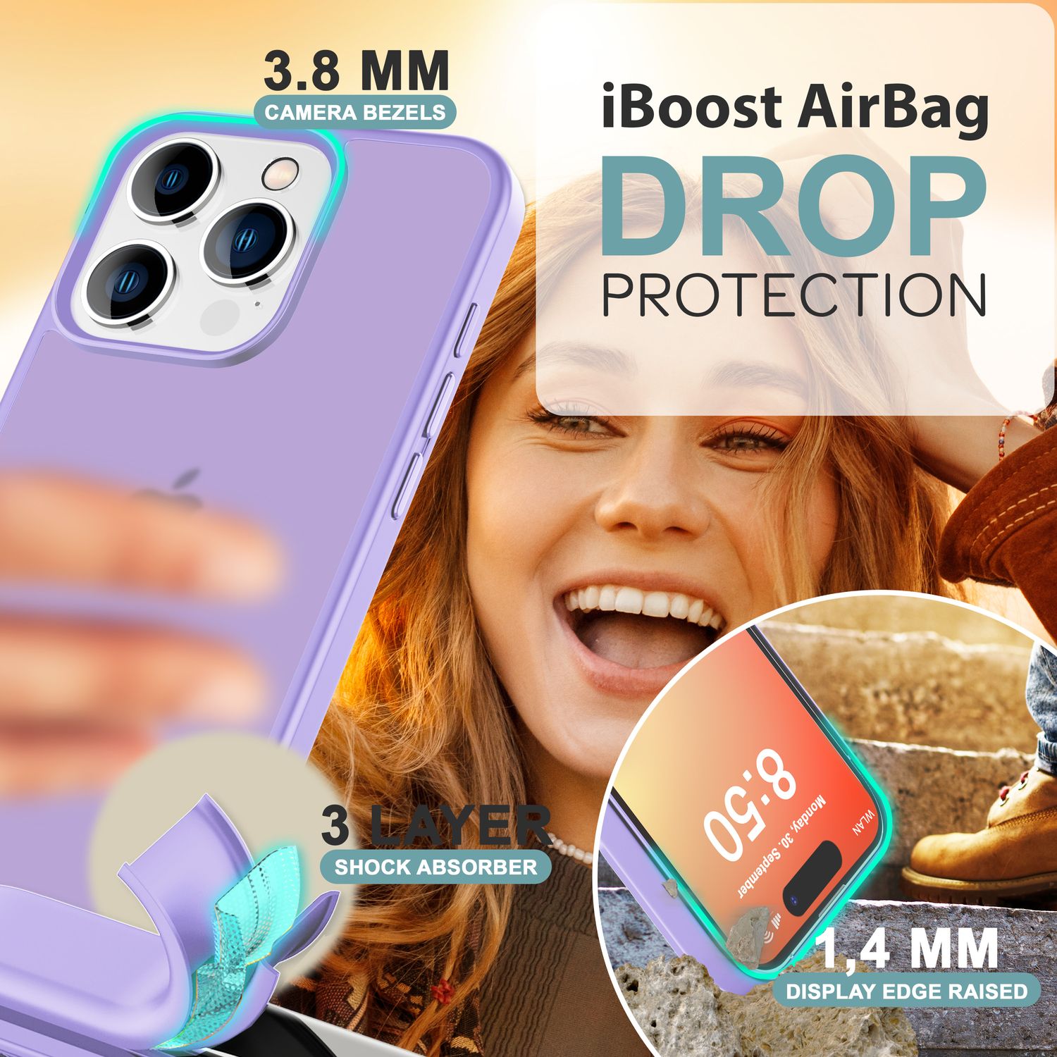 NALIA Matte Hybrid Hülle für iPhone 16 Pro, Anti-Fingerabdruck Acryl Rückseite & Silikon, Semi-Transparent