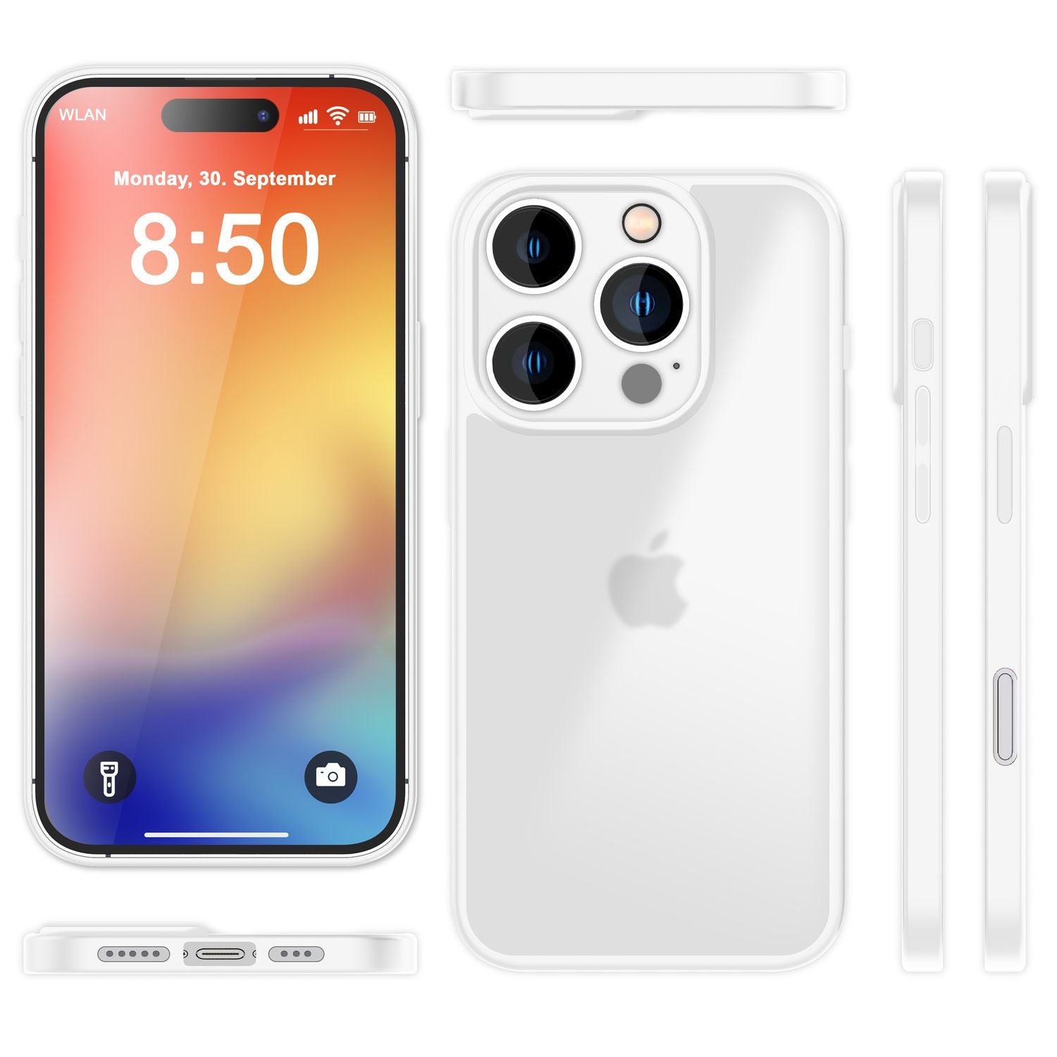 NALIA Matte Hybrid Hülle für iPhone 16 Pro, Anti-Fingerabdruck Acryl Rückseite & Silikon, Semi-Transparent