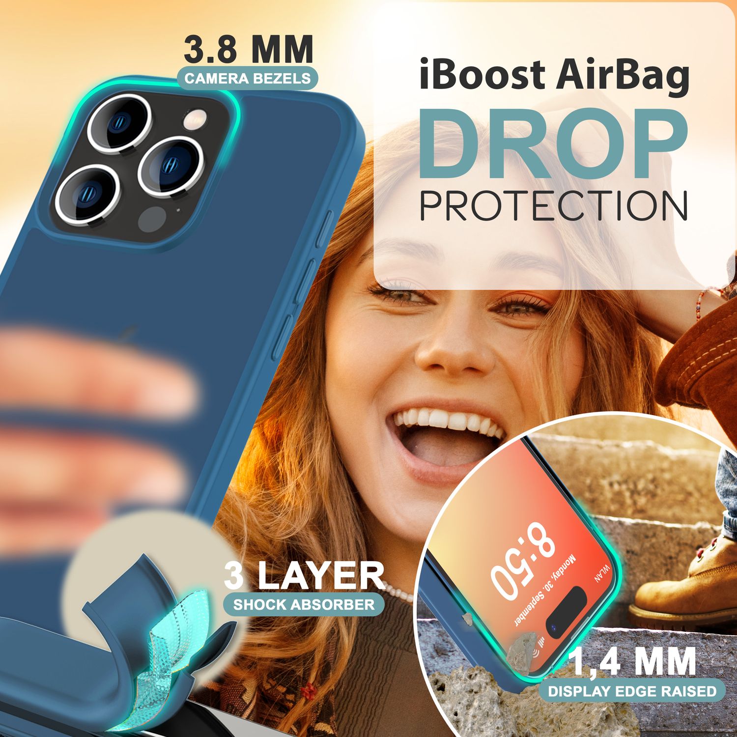 NALIA Matte Hybrid Hülle für iPhone 16 Pro Max, Anti-Fingerabdruck Acryl Rückseite, Cover Semi-Transparent