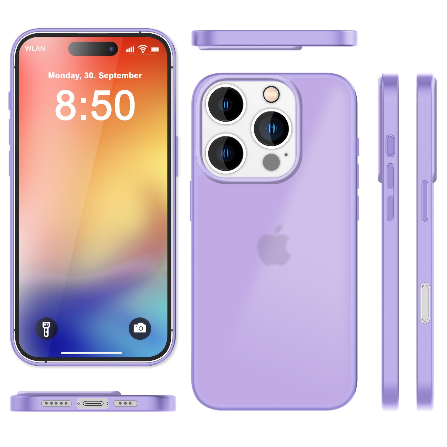 NALIA Matte Hybrid Hülle für iPhone 16 Pro Max, Anti-Fingerabdruck Acryl Rückseite, Cover Semi-Transparent