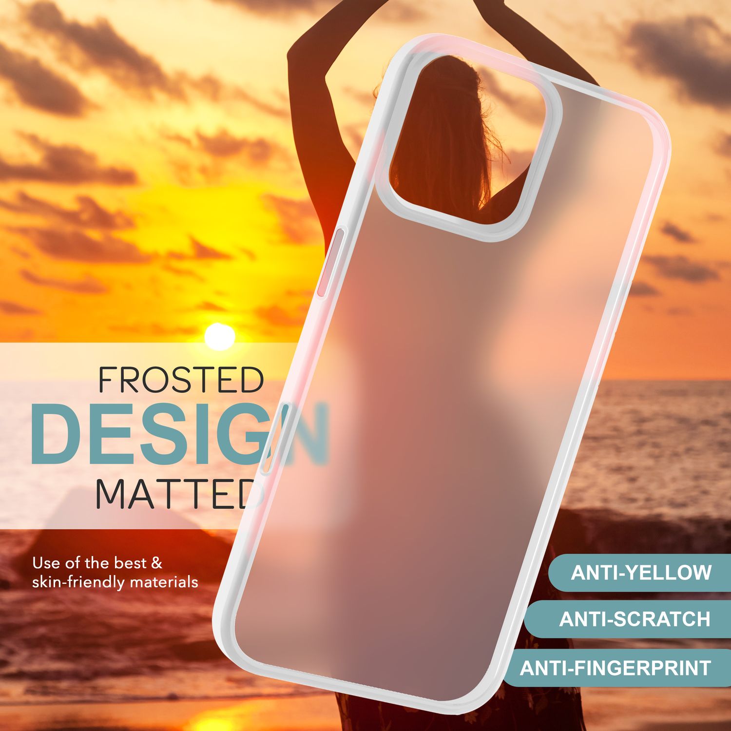 NALIA Matte Hybrid Hülle für iPhone 16 Pro Max, Anti-Fingerabdruck Acryl Rückseite, Cover Semi-Transparent