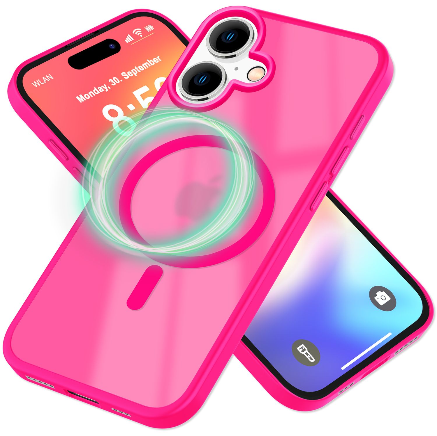 NALIA Matte MagSafe Hybrid Hülle für iPhone 16, Anti-Fingerabdruck Acryl Rückseite, Cover Semi-Transparent Pink NALIA Protective Hülle