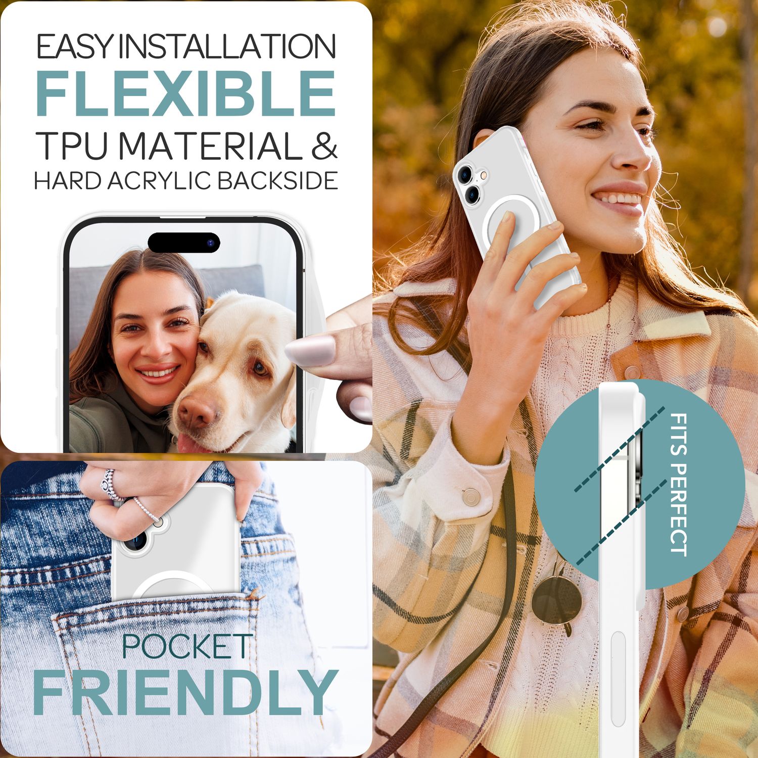 NALIA Matte MagSafe Hybrid Hülle für iPhone 16, Anti-Fingerabdruck Acryl Rückseite, Cover Semi-Transparent Weiß NALIA Protective Hülle