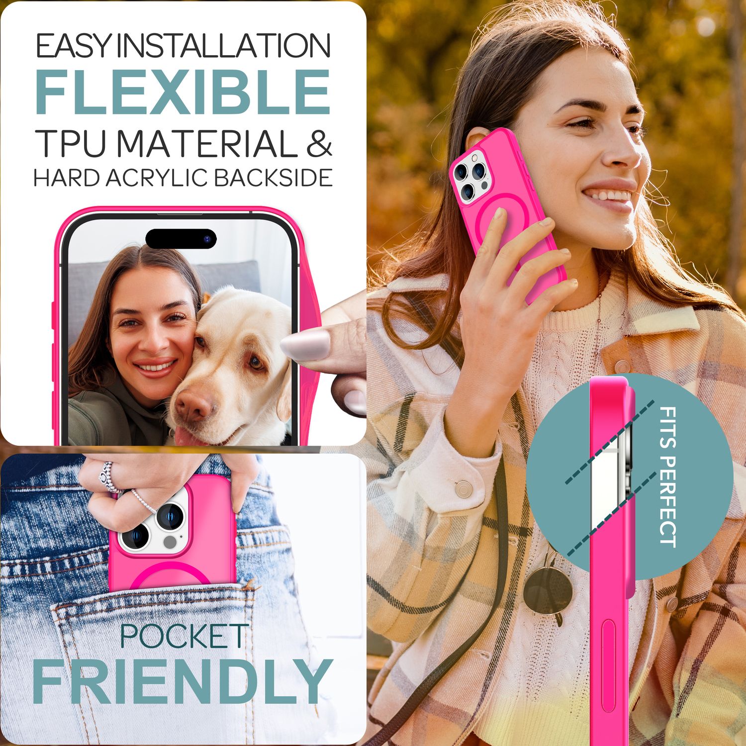 NALIA Matte MagSafe Hybrid Hülle für iPhone 16 Pro, Anti-Fingerabdruck Acryl Rückseite, Semi-Transparent Pink NALIA Protective Hülle