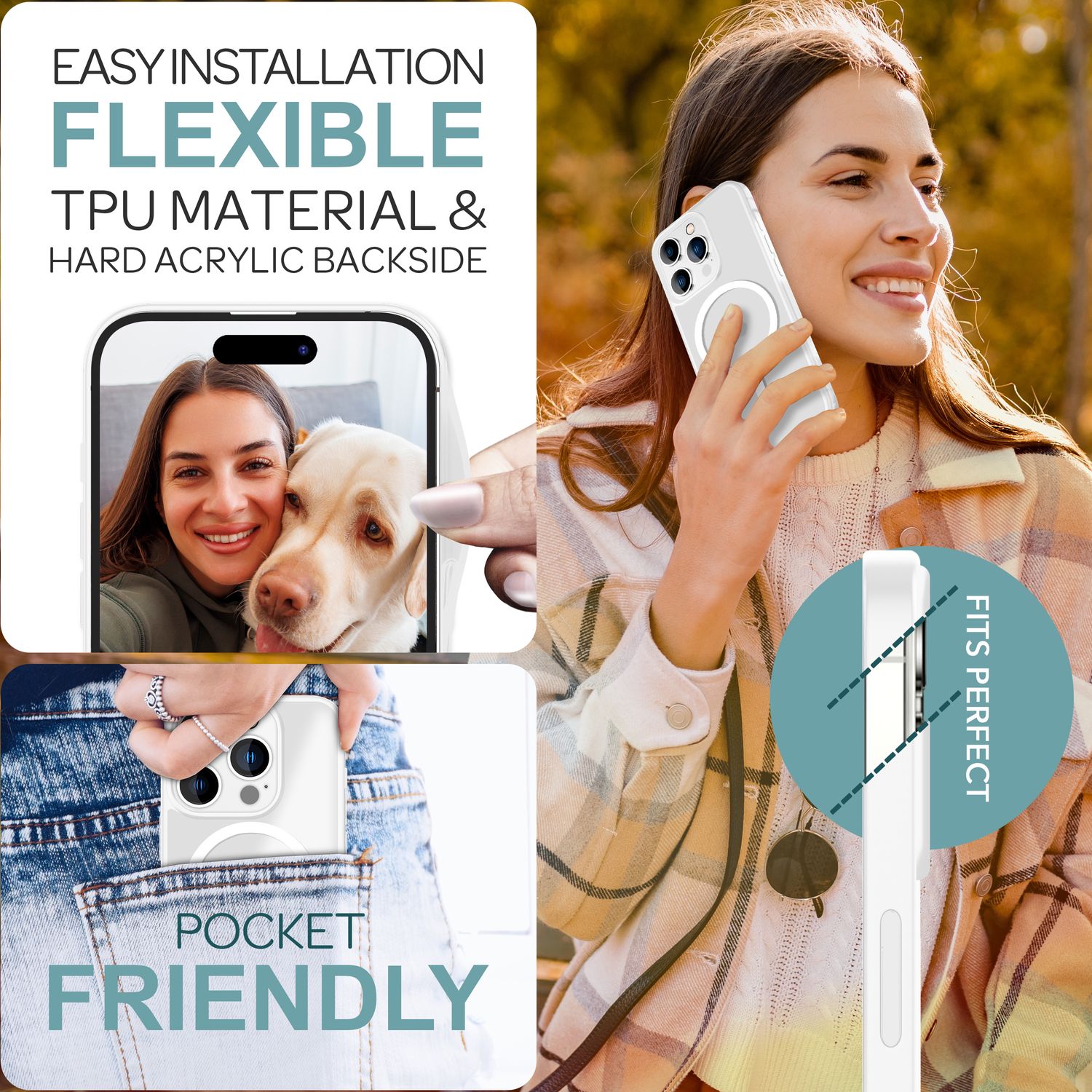 NALIA Matte MagSafe Hybrid Hülle für iPhone 16 Pro, Anti-Fingerabdruck Acryl Rückseite, Semi-Transparent Weiß NALIA Protective Hülle