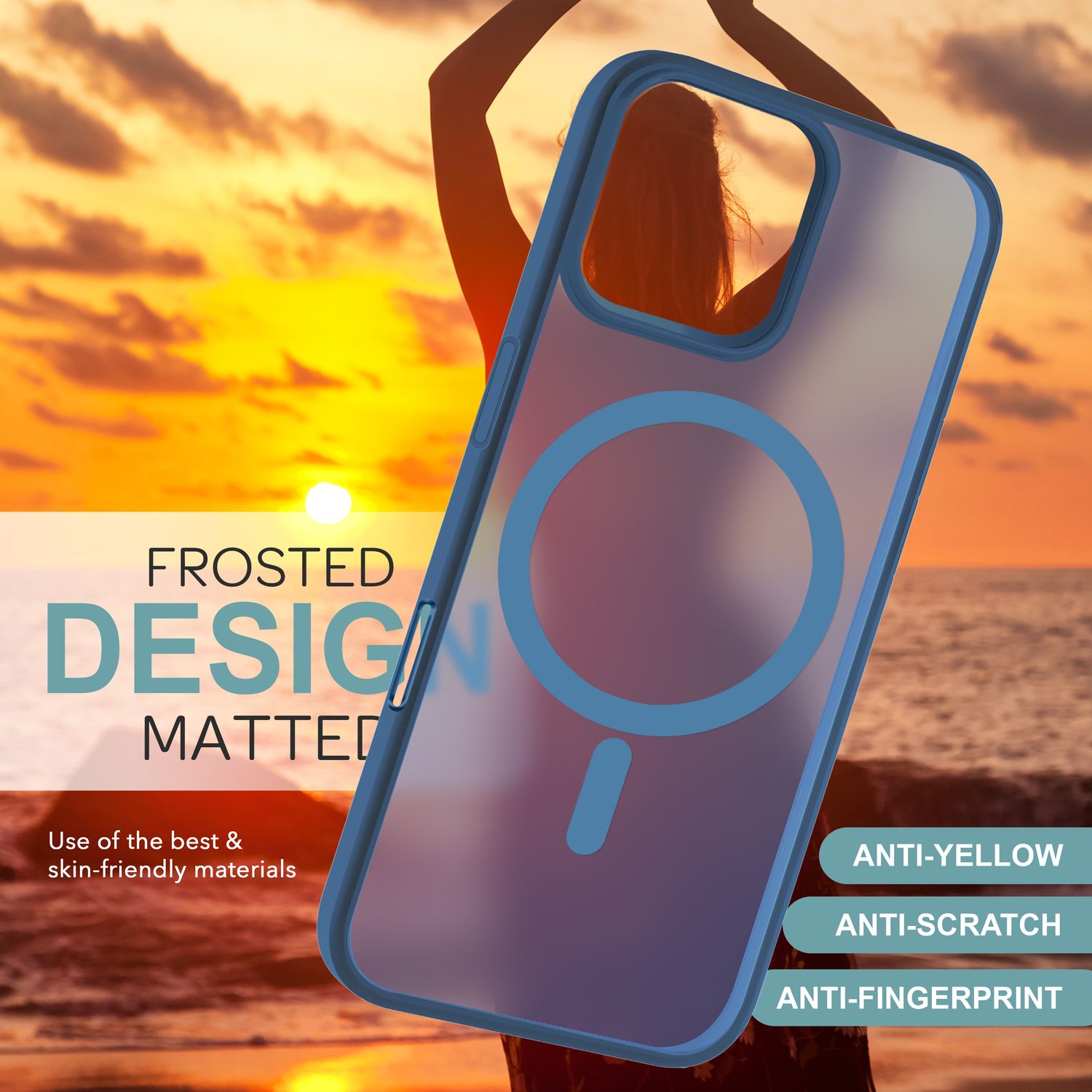 NALIA Matte MagSafe Hybrid Hülle für iPhone 16 Pro Max, Anti-Fingerabdruck Acryl Rückseite, Semi-Transparent Dunkelblau NALIA Protective Hülle