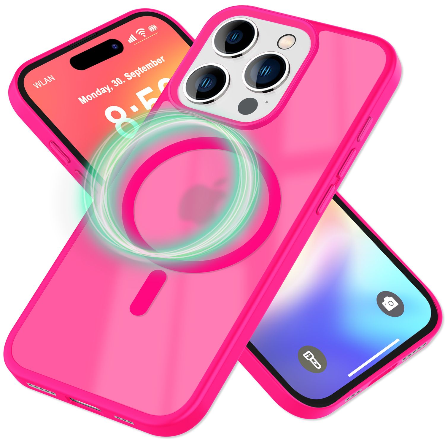 NALIA Matte MagSafe Hybrid Hülle für iPhone 16 Pro Max, Anti-Fingerabdruck Acryl Rückseite, Semi-Transparent Pink NALIA Protective Hülle