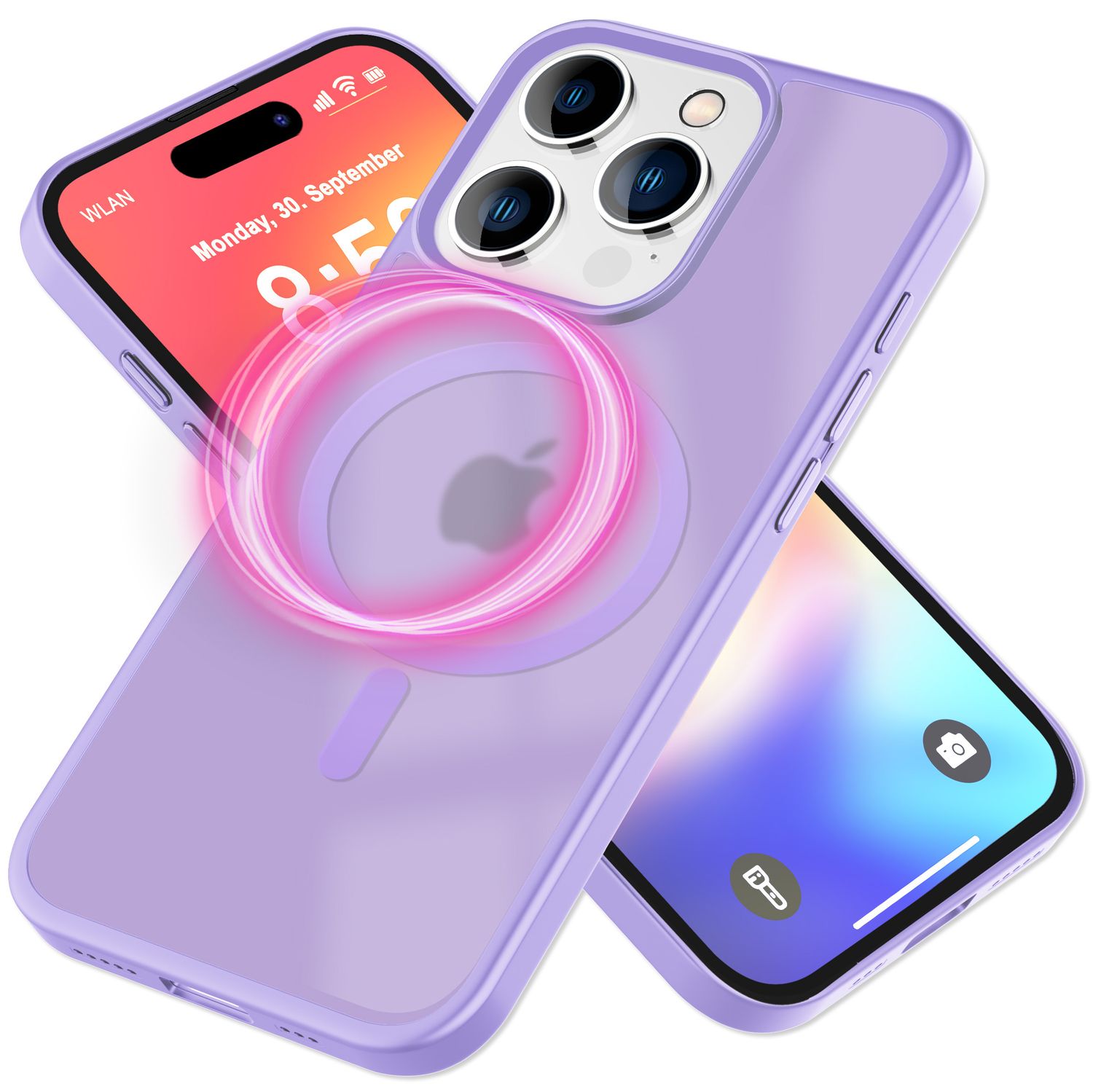 NALIA Matte MagSafe Hybrid Hülle für iPhone 16 Pro Max, Anti-Fingerabdruck Acryl Rückseite, Semi-Transparent Lila NALIA Protective Hülle