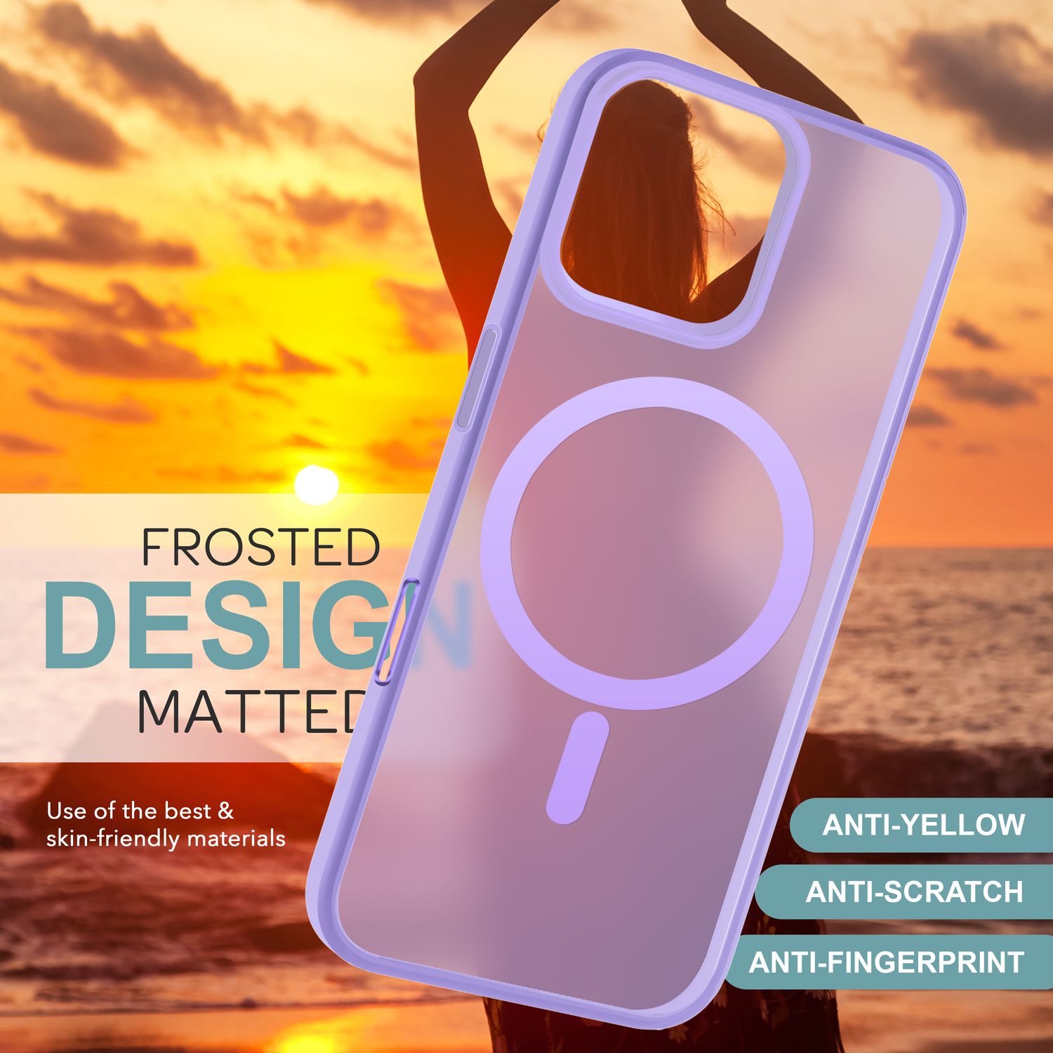 NALIA Matte MagSafe Hybrid Hülle für iPhone 16 Pro Max, Anti-Fingerabdruck Acryl Rückseite, Semi-Transparent Lila NALIA Protective Hülle