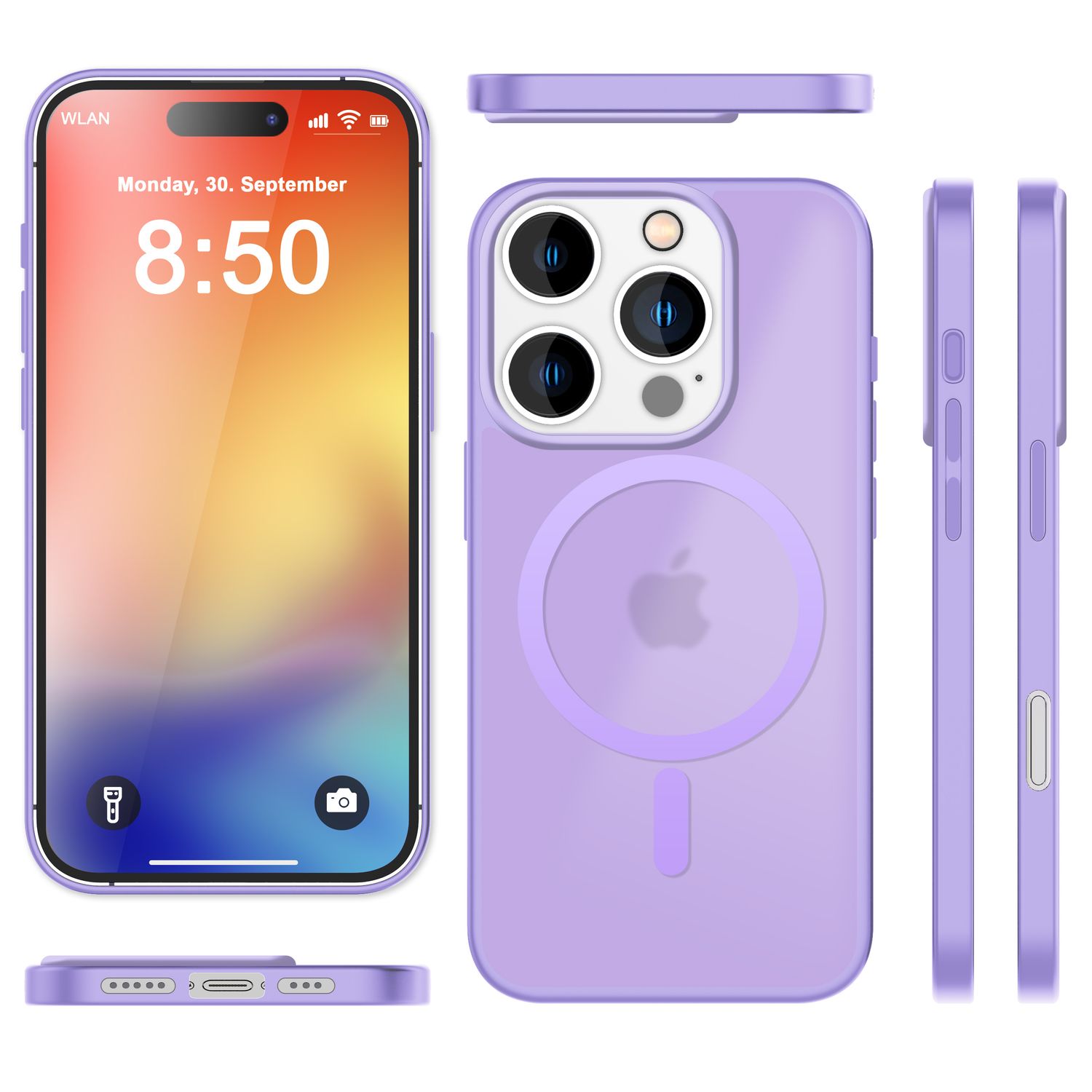 NALIA Matte MagSafe Hybrid Hülle für iPhone 16 Pro Max, Anti-Fingerabdruck Acryl Rückseite, Semi-Transparent Lila NALIA Protective Hülle