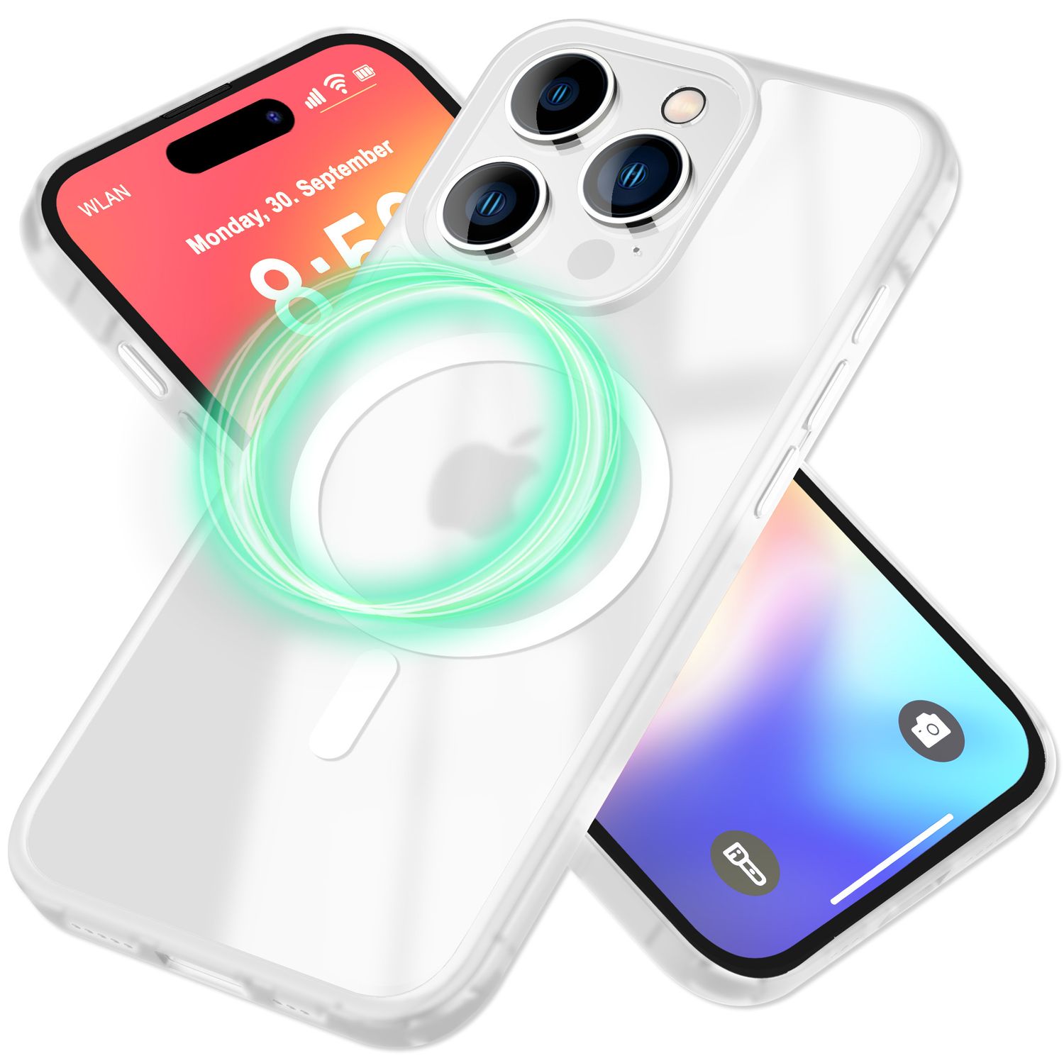 NALIA Matte MagSafe Hybrid Hülle für iPhone 16 Pro Max, Anti-Fingerabdruck Acryl Rückseite, Semi-Transparent Weiß NALIA Protective Hülle