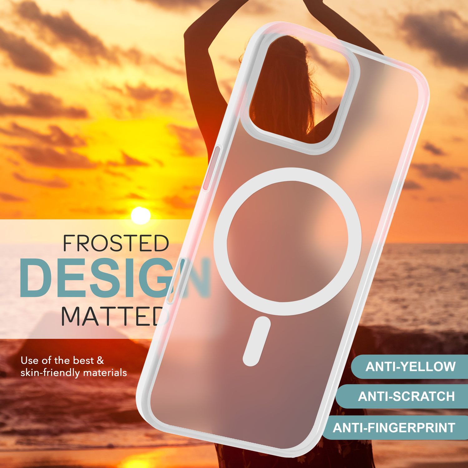 NALIA Matte MagSafe Hybrid Hülle für iPhone 16 Pro Max, Anti-Fingerabdruck Acryl Rückseite, Semi-Transparent Weiß NALIA Protective Hülle