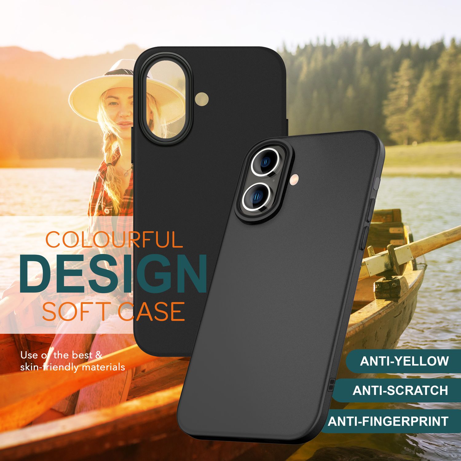 NALIA Fein Mattierte Silikonhülle für iPhone 16, Rutschfeste Handyhülle, Stoßfeste Fallschutz Hülle Schwarz NALIA Protective Hülle