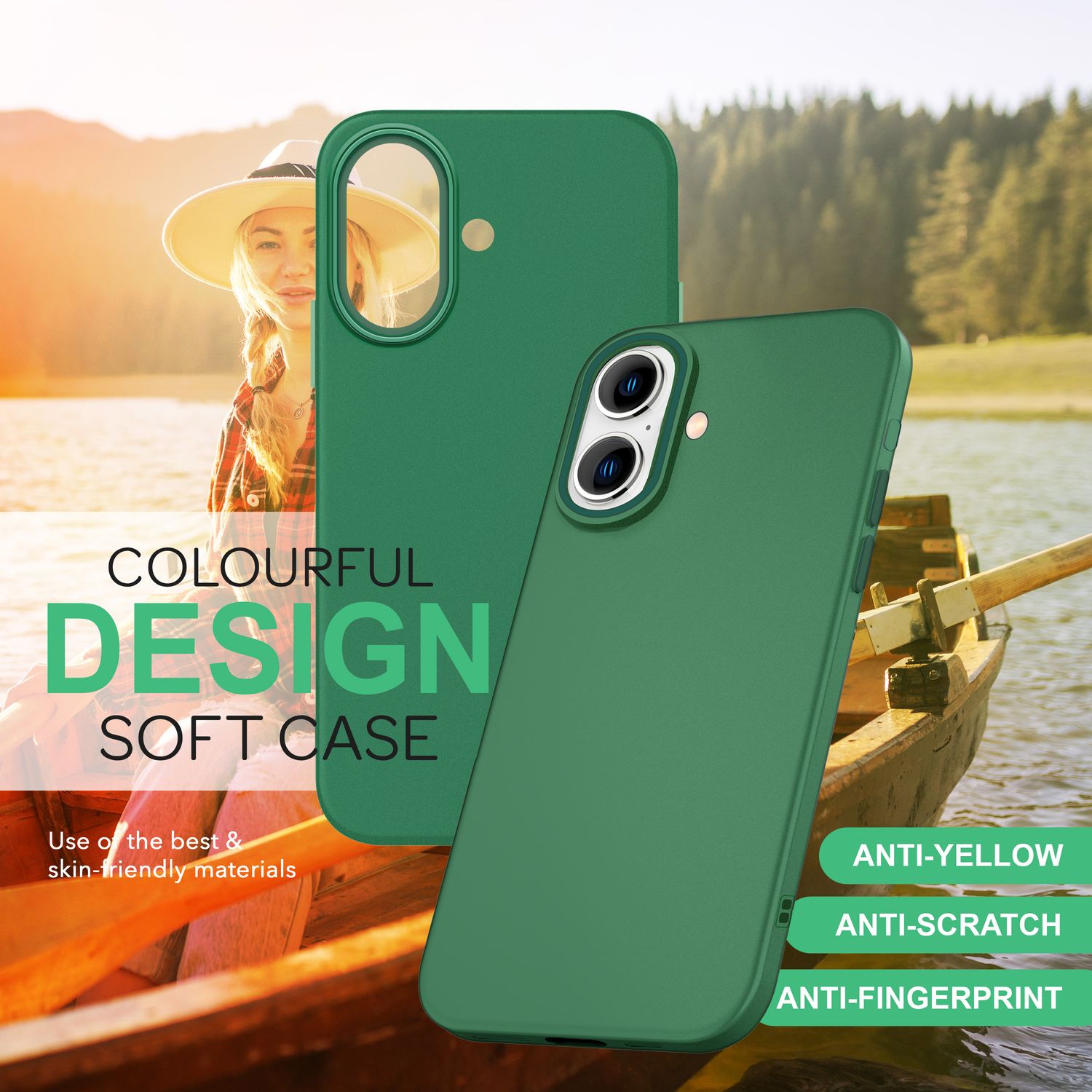 NALIA Fein Mattierte Silikonhülle für iPhone 16, Rutschfeste Handyhülle, Stoßfeste Fallschutz Hülle Grün NALIA Protective Hülle