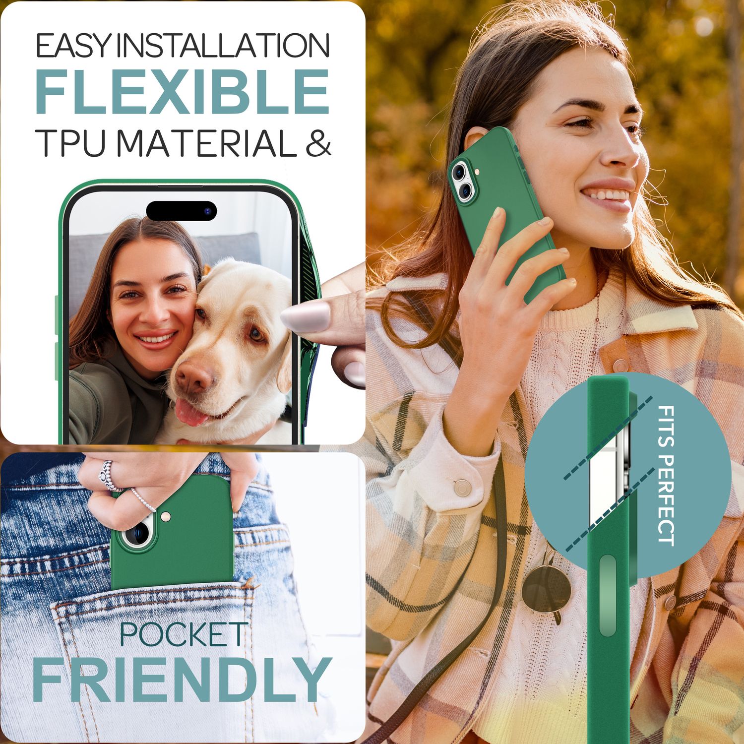 NALIA Fein Mattierte Silikonhülle für iPhone 16, Rutschfeste Handyhülle, Stoßfeste Fallschutz Hülle Grün NALIA Protective Hülle