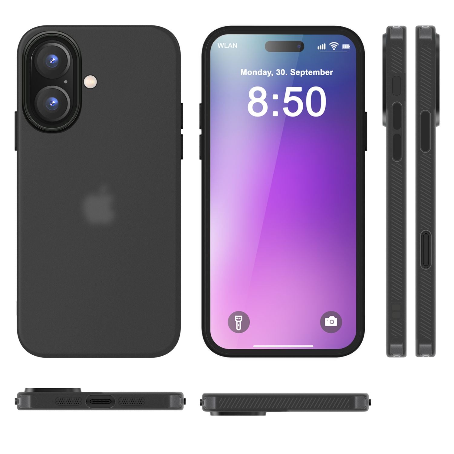 NALIA Fein Mattierte Silikonhülle für iPhone 16, Rutschfeste Handyhülle, Stoßfeste Fallschutz Hülle Grau Transparent NALIA Protective Hülle