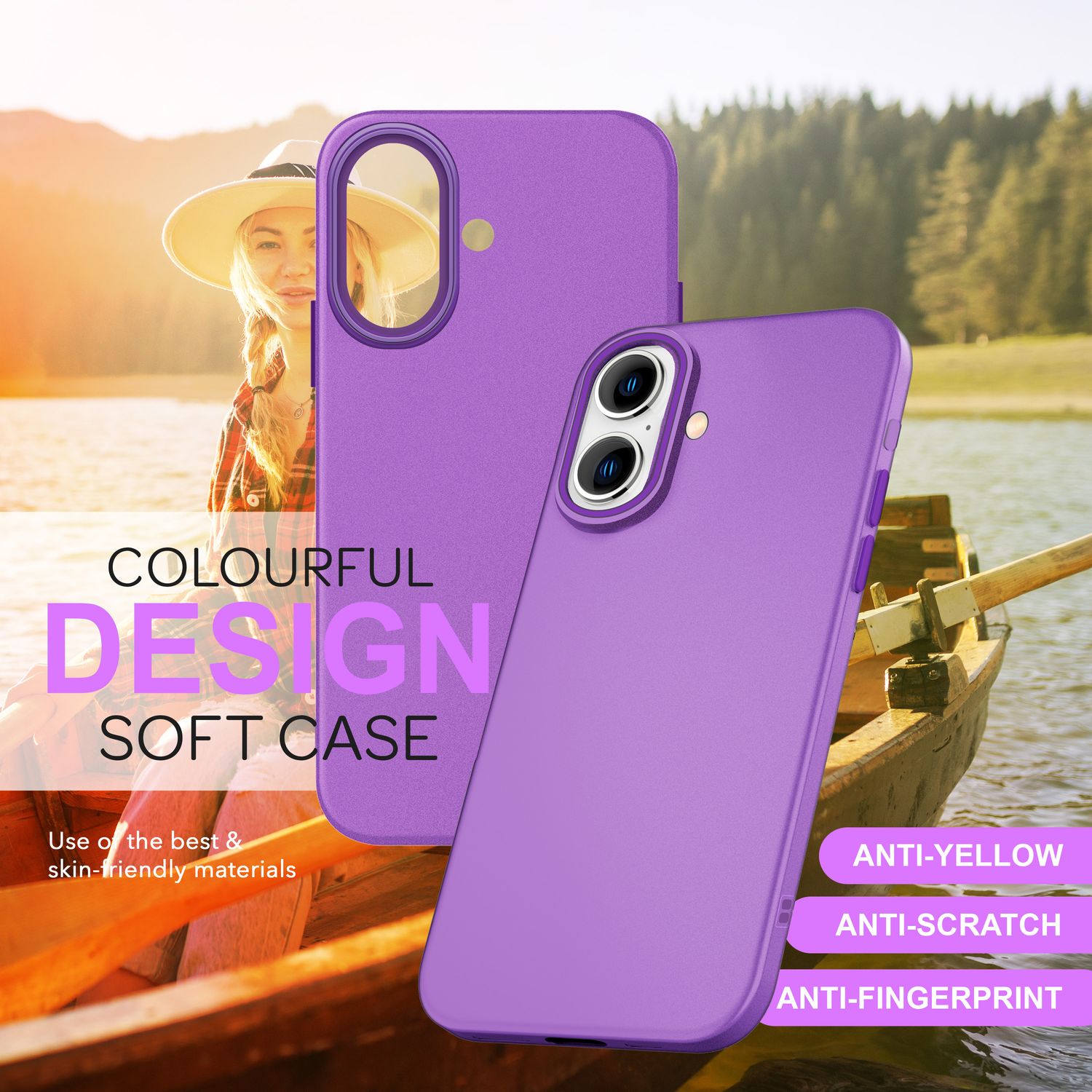 NALIA Fein Mattierte Silikonhülle für iPhone 16, Rutschfeste Handyhülle, Stoßfeste Fallschutz Hülle Lila NALIA Protective Hülle