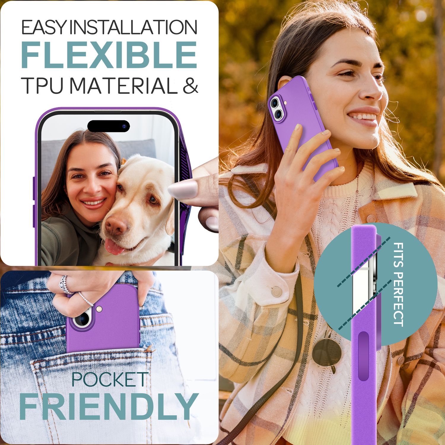 NALIA Fein Mattierte Silikonhülle für iPhone 16, Rutschfeste Handyhülle, Stoßfeste Fallschutz Hülle Lila NALIA Protective Hülle