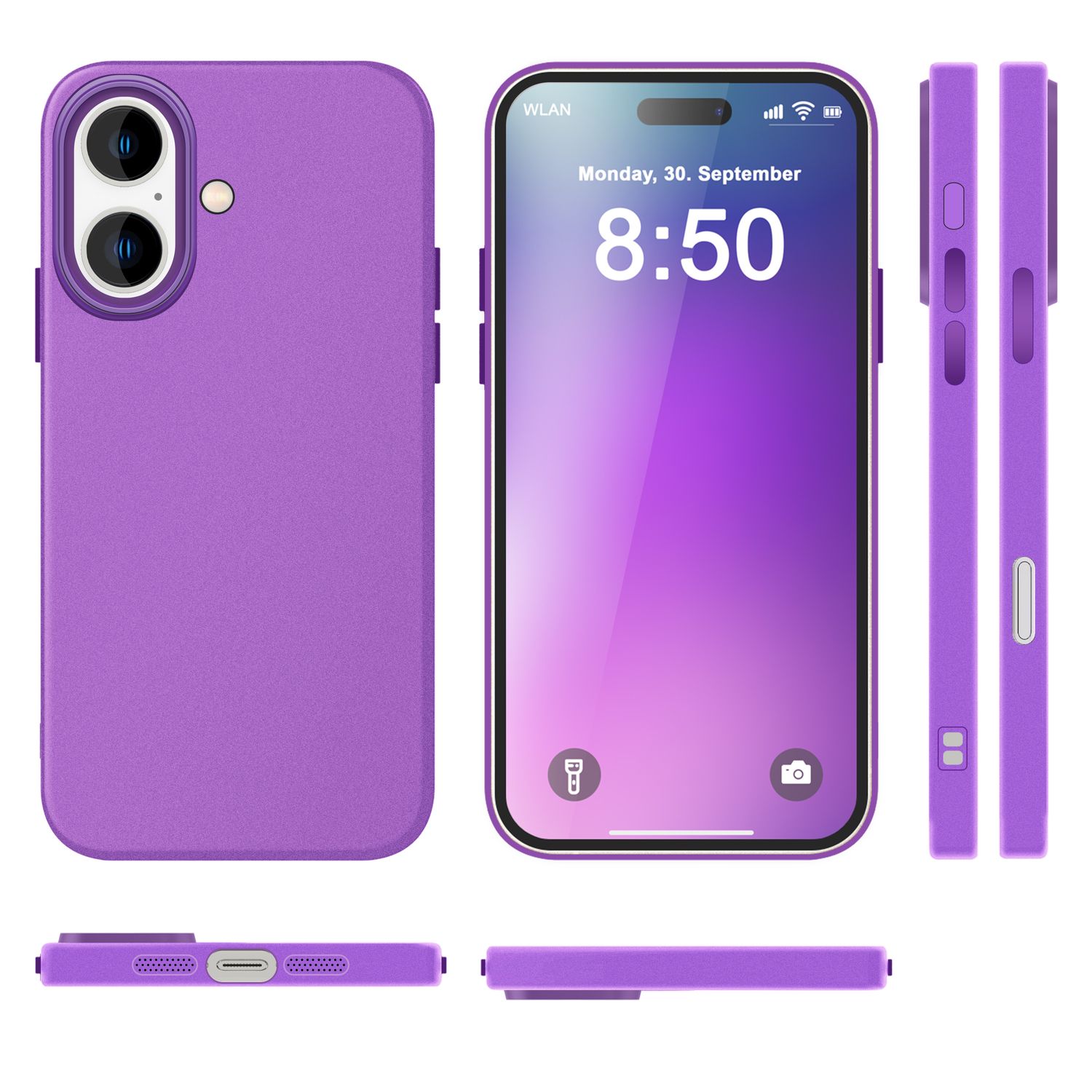 NALIA Fein Mattierte Silikonhülle für iPhone 16, Rutschfeste Handyhülle, Stoßfeste Fallschutz Hülle Lila NALIA Protective Hülle