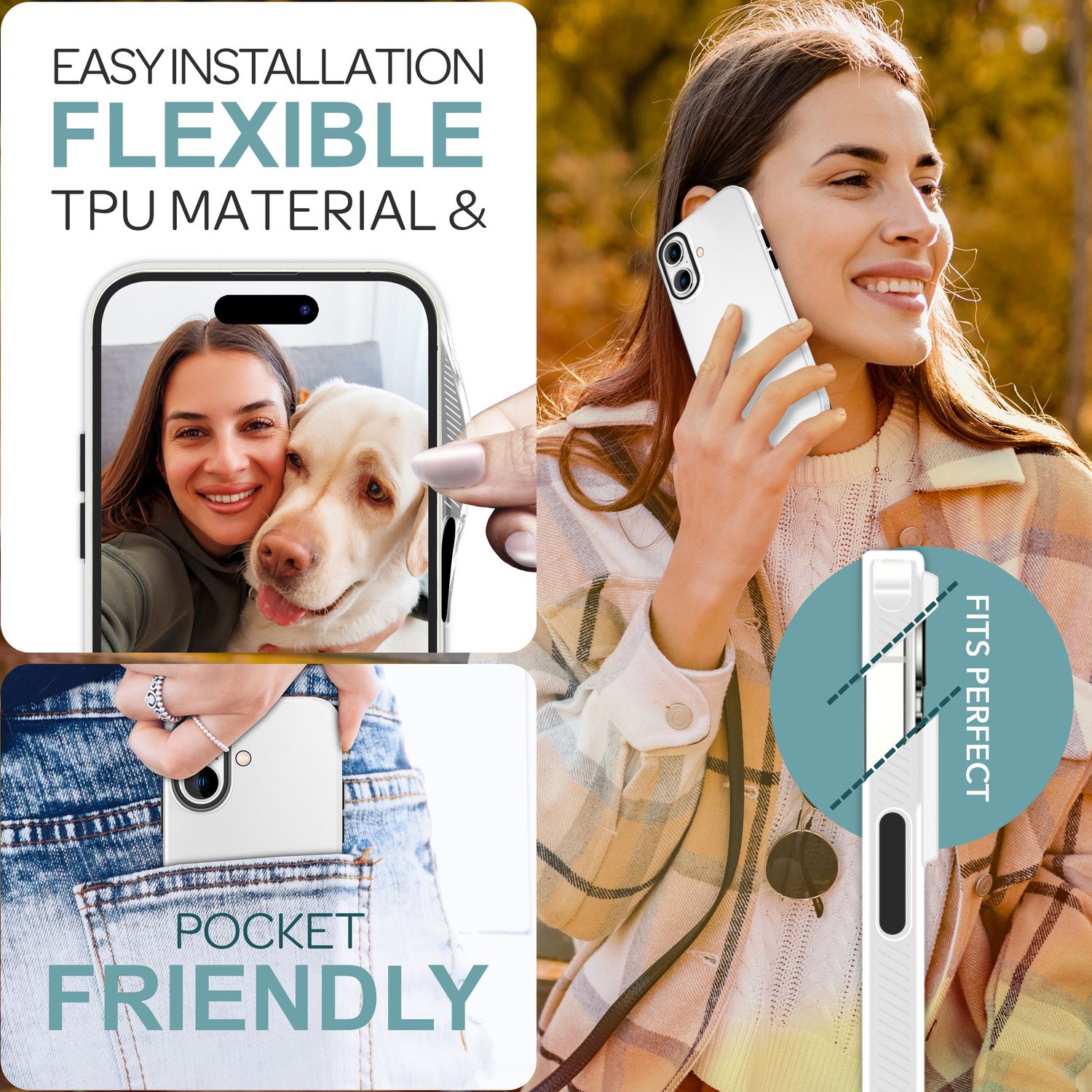 NALIA Fein Mattierte Silikonhülle für iPhone 16, Rutschfeste Handyhülle, Stoßfeste Fallschutz Hülle Weiß Transparent NALIA Protective Hülle