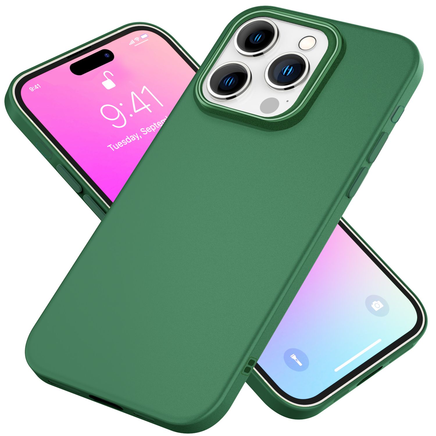 NALIA Fein Mattierte Silikonhülle für iPhone 16 Pro, Rutschfeste Handyhülle, Stoßfeste Fallschutz Hülle Grün NALIA Protective Hülle