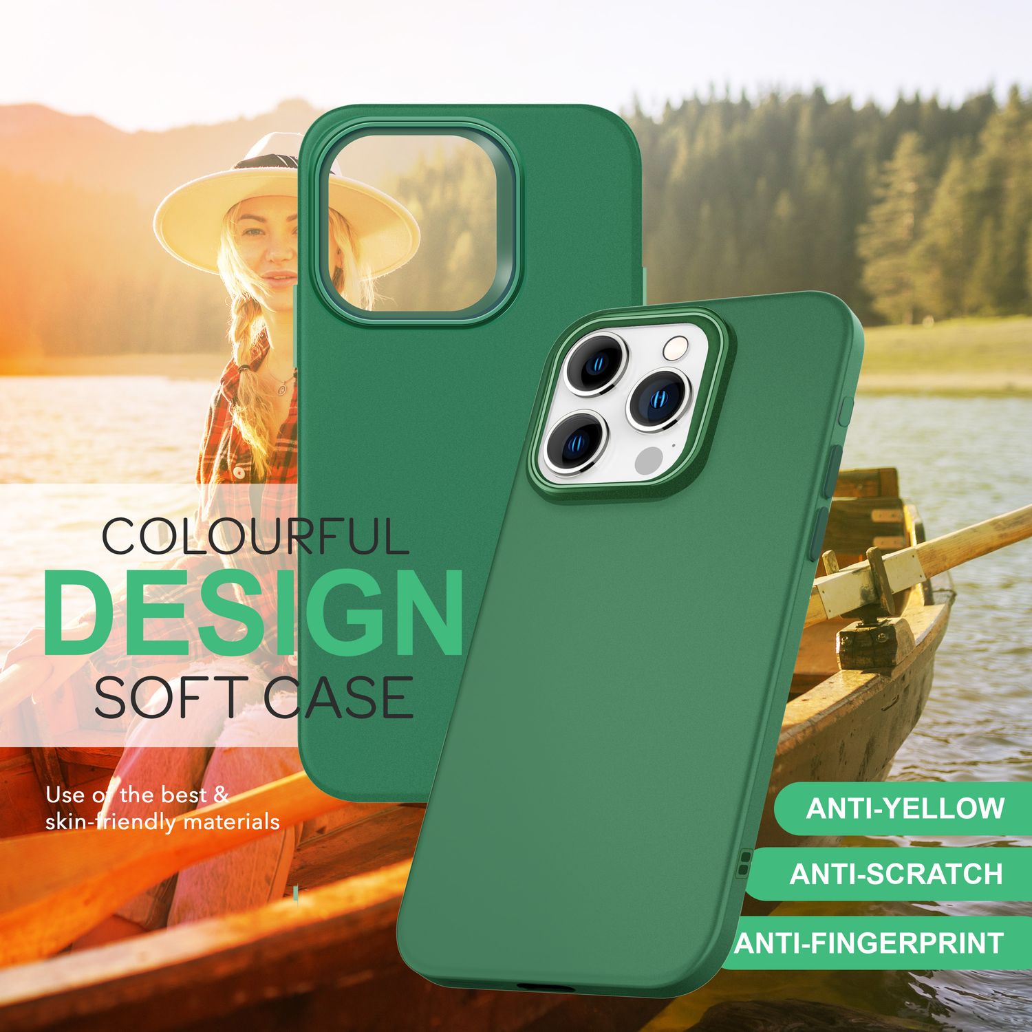 NALIA Fein Mattierte Silikonhülle für iPhone 16 Pro Max, Rutschfeste Handyhülle, Stoßfeste Schutz Hülle Grün NALIA Protective Hülle