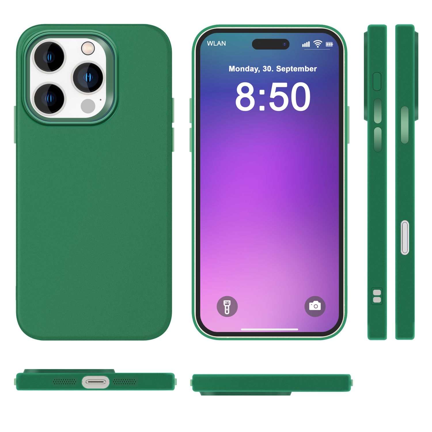 NALIA Fein Mattierte Silikonhülle für iPhone 16 Pro Max, Rutschfeste Handyhülle, Stoßfeste Schutz Hülle Grün NALIA Protective Hülle