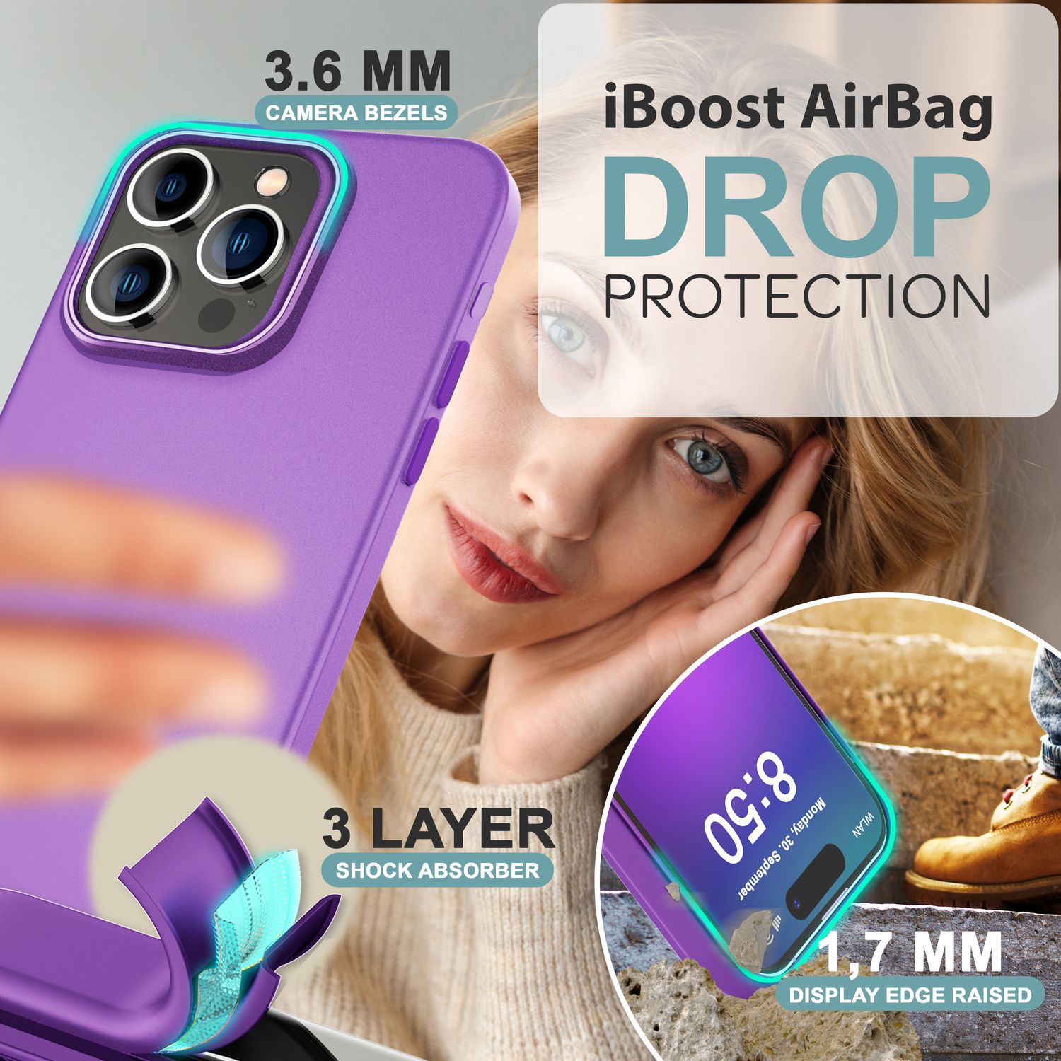 NALIA Fein Mattierte Silikonhülle für iPhone 16 Pro Max, Rutschfeste Handyhülle, Stoßfeste Schutz Hülle Lila NALIA Protective Hülle