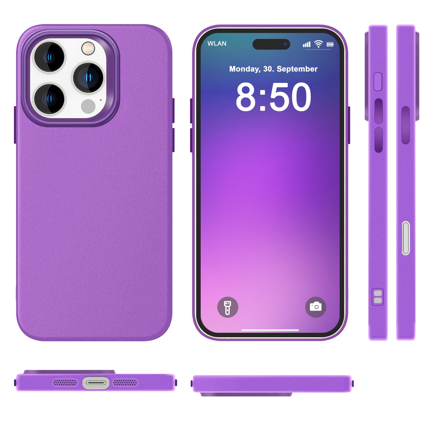 NALIA Fein Mattierte Silikonhülle für iPhone 16 Pro Max, Rutschfeste Handyhülle, Stoßfeste Schutz Hülle Lila NALIA Protective Hülle