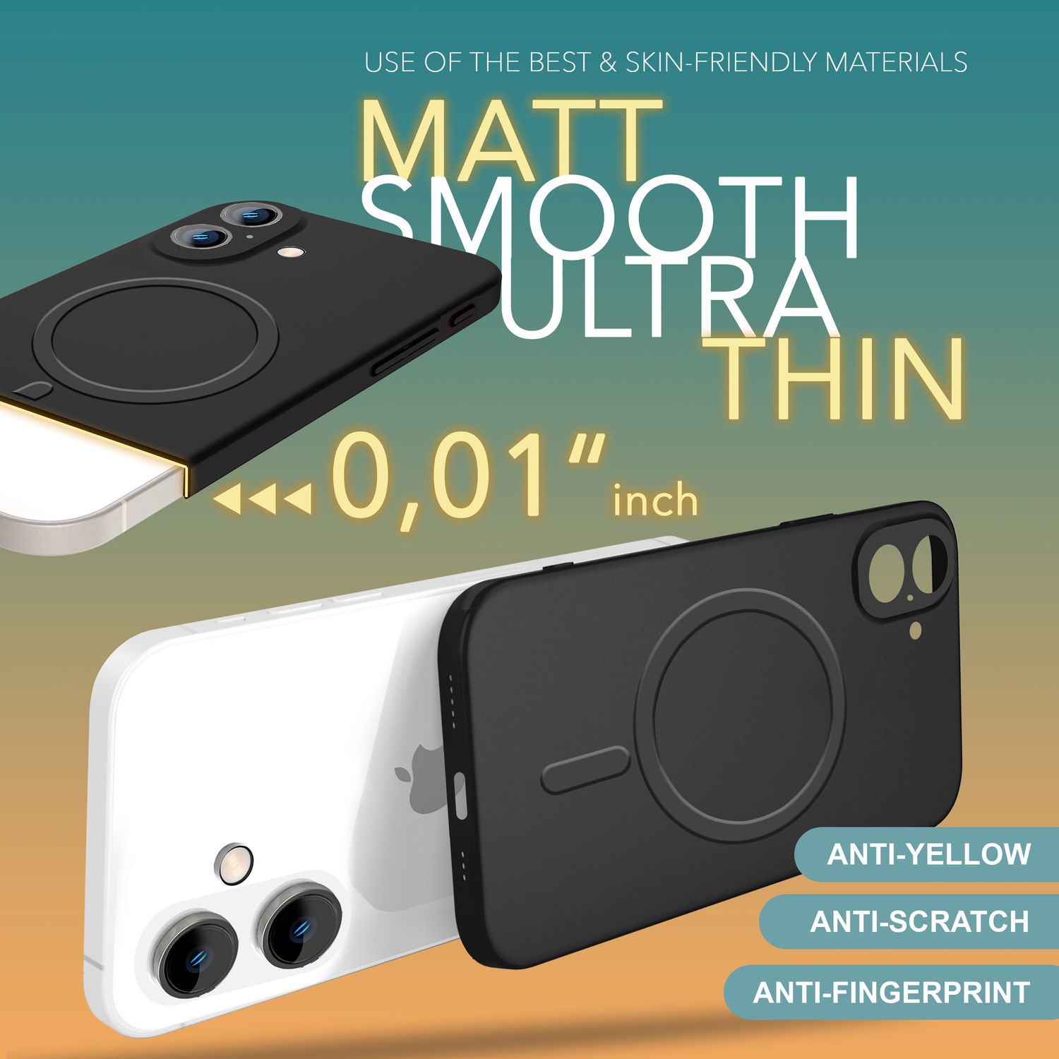 NALIA Extrem Dünne MagSafe Hülle für iPhone 16, 0,3mm Ultra Schlanke Schutzhülle, Leichte Handyhülle Schwarz NALIA SlimFit Hülle