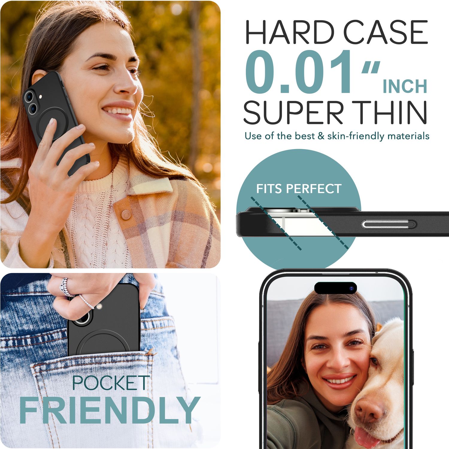 NALIA Extrem Dünne MagSafe Hülle für iPhone 16, 0,3mm Ultra Schlanke Schutzhülle, Leichte Handyhülle Schwarz NALIA SlimFit Hülle