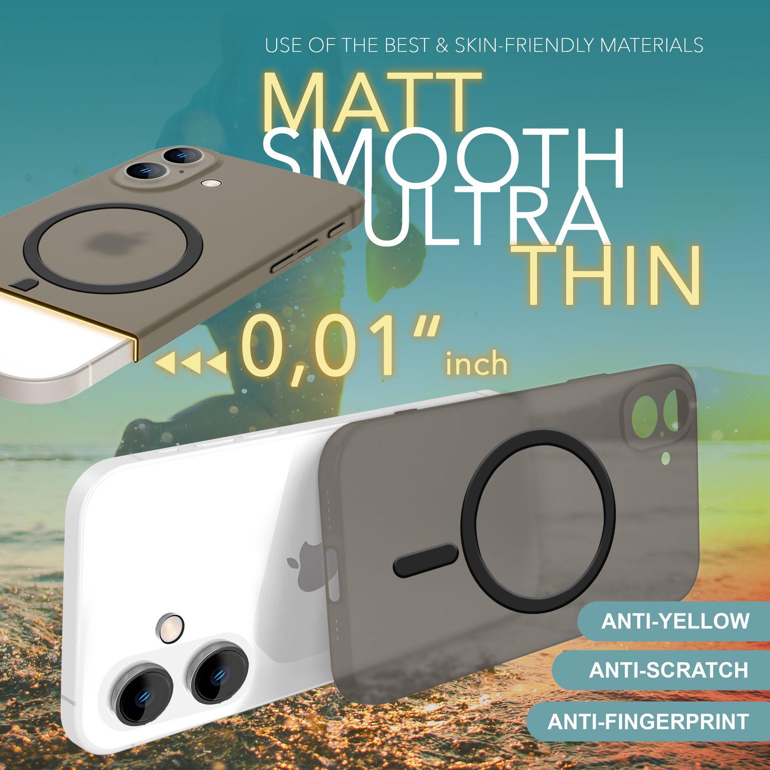 NALIA Extrem Dünne MagSafe Hülle für iPhone 16, 0,3mm Ultra Schlanke Schutzhülle, Leichte Handyhülle Taupe Transparent NALIA SlimFit Hülle