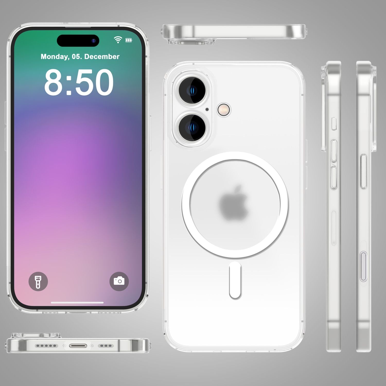 NALIA Extrem Dünne MagSafe Hülle für iPhone 16, 0,3mm Ultra Schlanke Schutzhülle, Leichte Handyhülle Weiß Transparent NALIA SlimFit Hülle