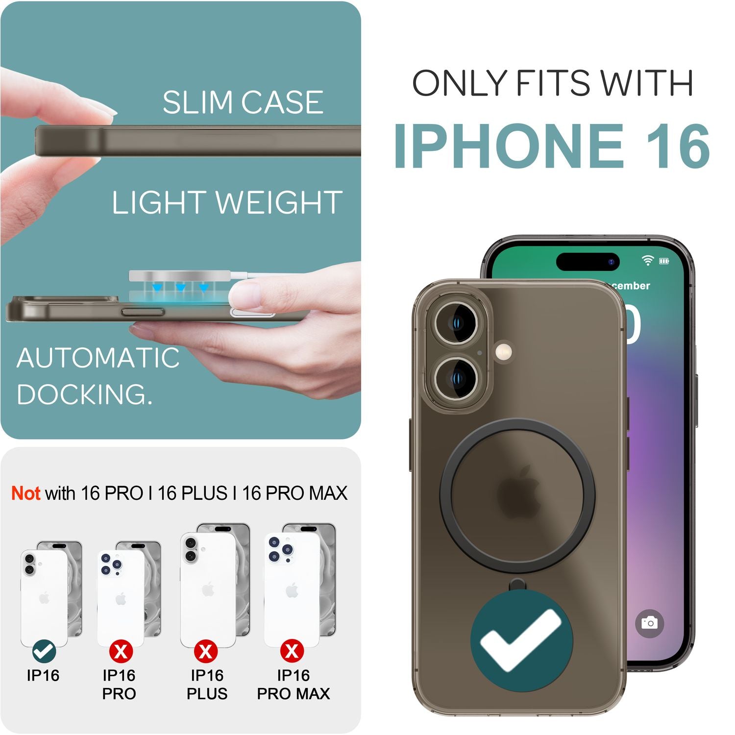 NALIA Extrem Dünne MagSafe Hülle für iPhone 16, 0,3mm Ultra Schlanke Schutzhülle, Leichte Handyhülle Taupe Transparent NALIA SlimFit Hülle