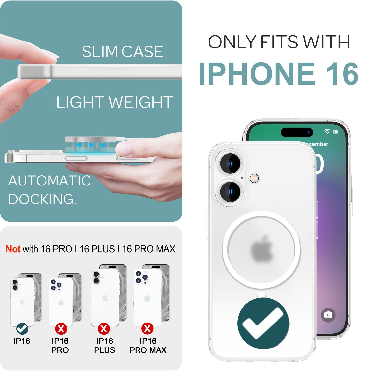 NALIA Extrem Dünne MagSafe Hülle für iPhone 16, 0,3mm Ultra Schlanke Schutzhülle, Leichte Handyhülle Weiß Transparent NALIA SlimFit Hülle