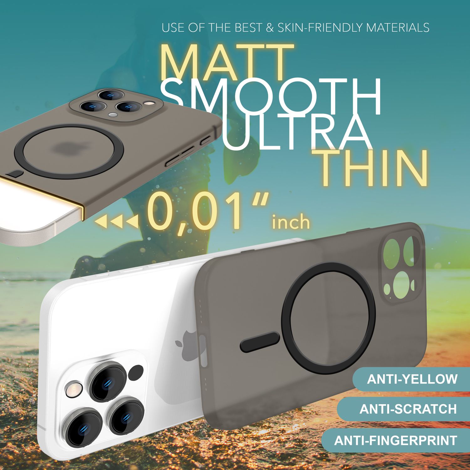 NALIA MagSafe Hülle iPhone 16 Pro Case matt stoßfest Weiß Transparent NALIA SlimFit Hülle