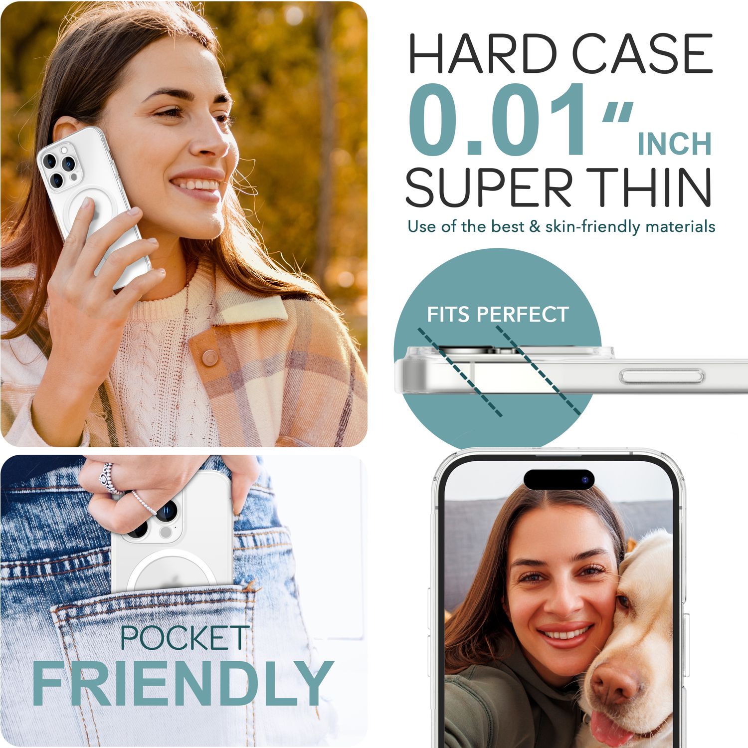 NALIA Extrem Dünne MagSafe Hülle für iPhone 16 Pro, 0,3mm Ultra Schlanke Schutzhülle, Handyhülle Slim Weiß Transparent NALIA SlimFit Hülle