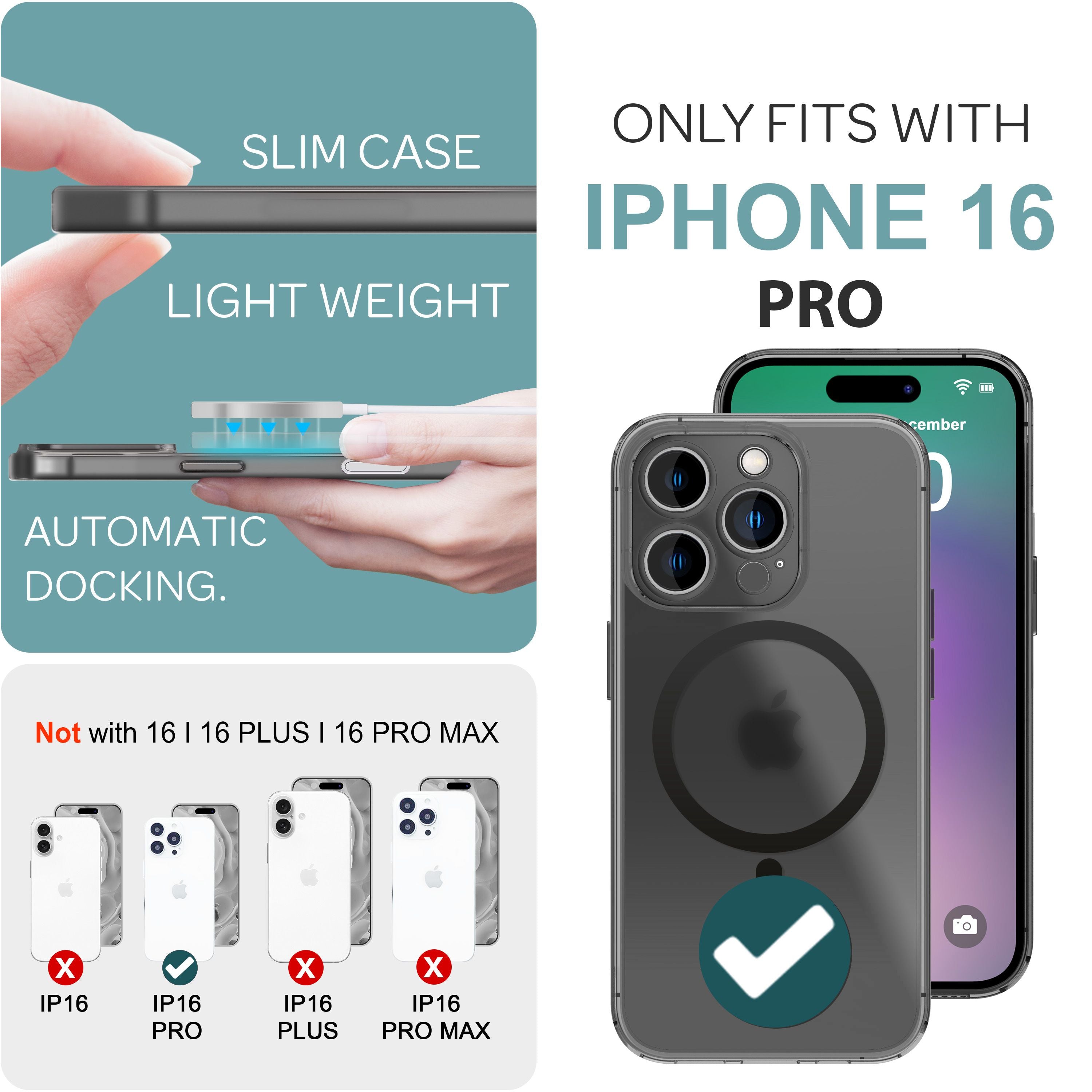 NALIA Extrem Dünne MagSafe Hülle für iPhone 16 Pro, 0,3mm Ultra Schlanke Schutzhülle, Handyhülle Slim Grau Transparent NALIA SlimFit Hülle